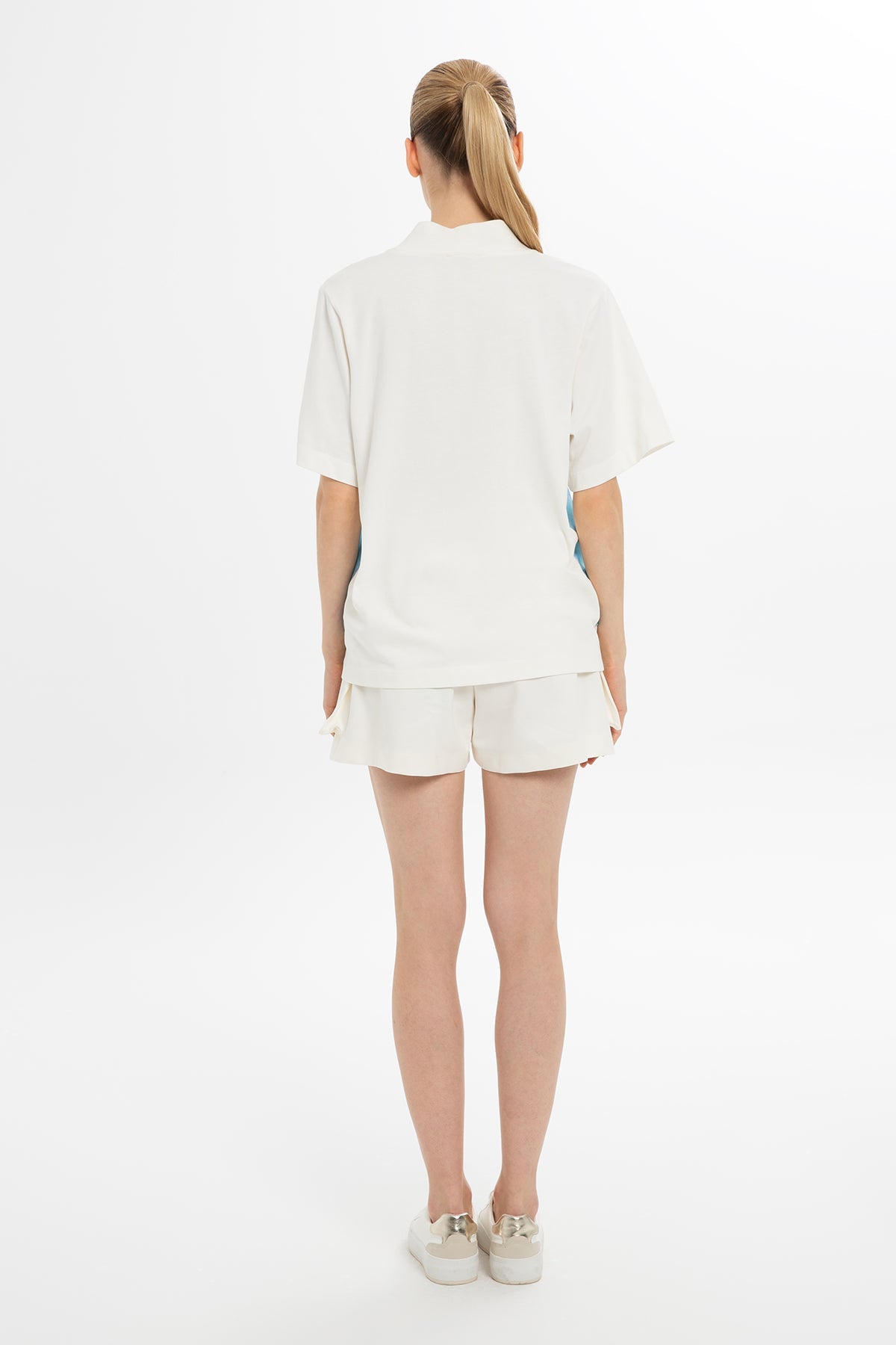 Ecru Stone-Embellished Printed T-Shirt