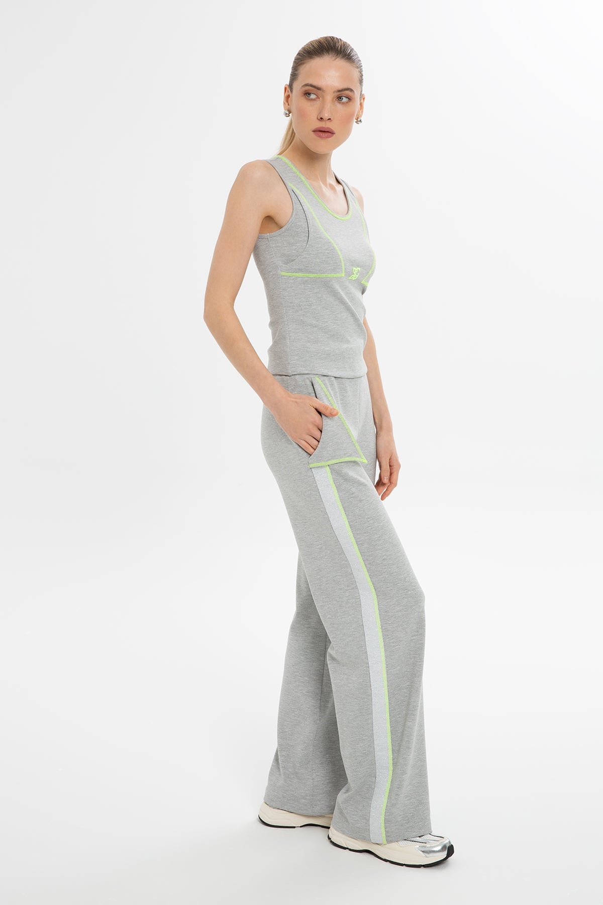 Grey Graphic Seam Blouse