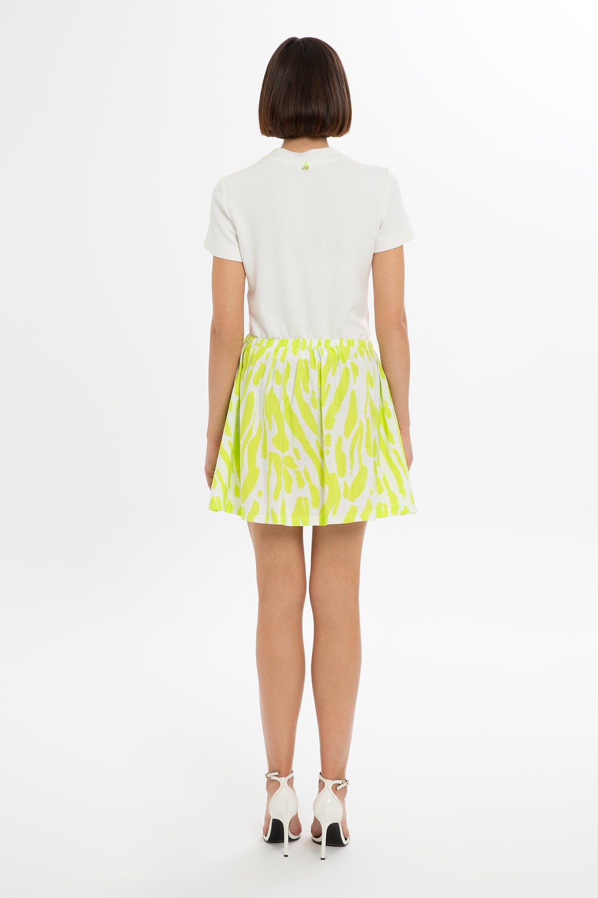 Green Patterned Mini Skirt