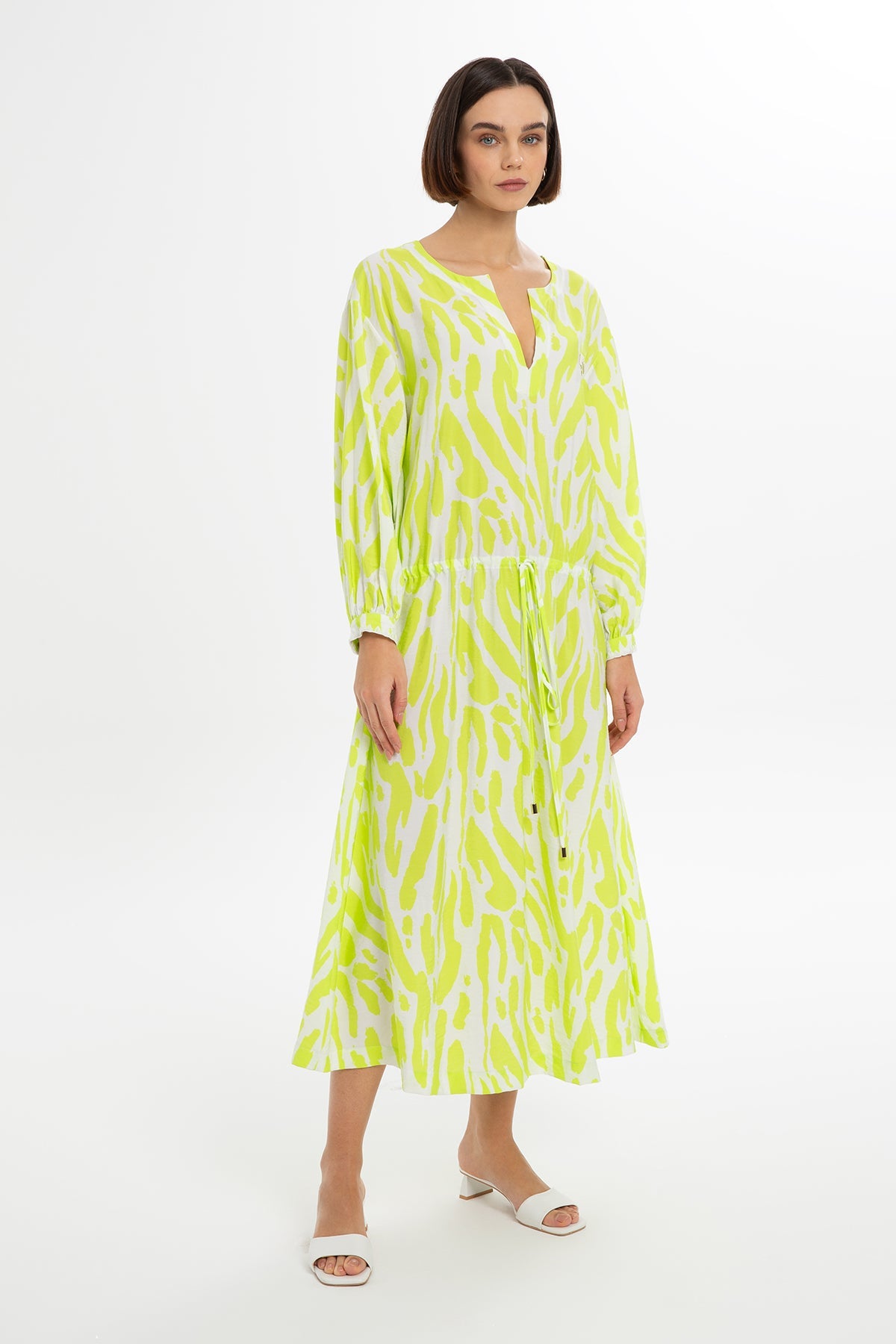 Green Midi Dress with Belt