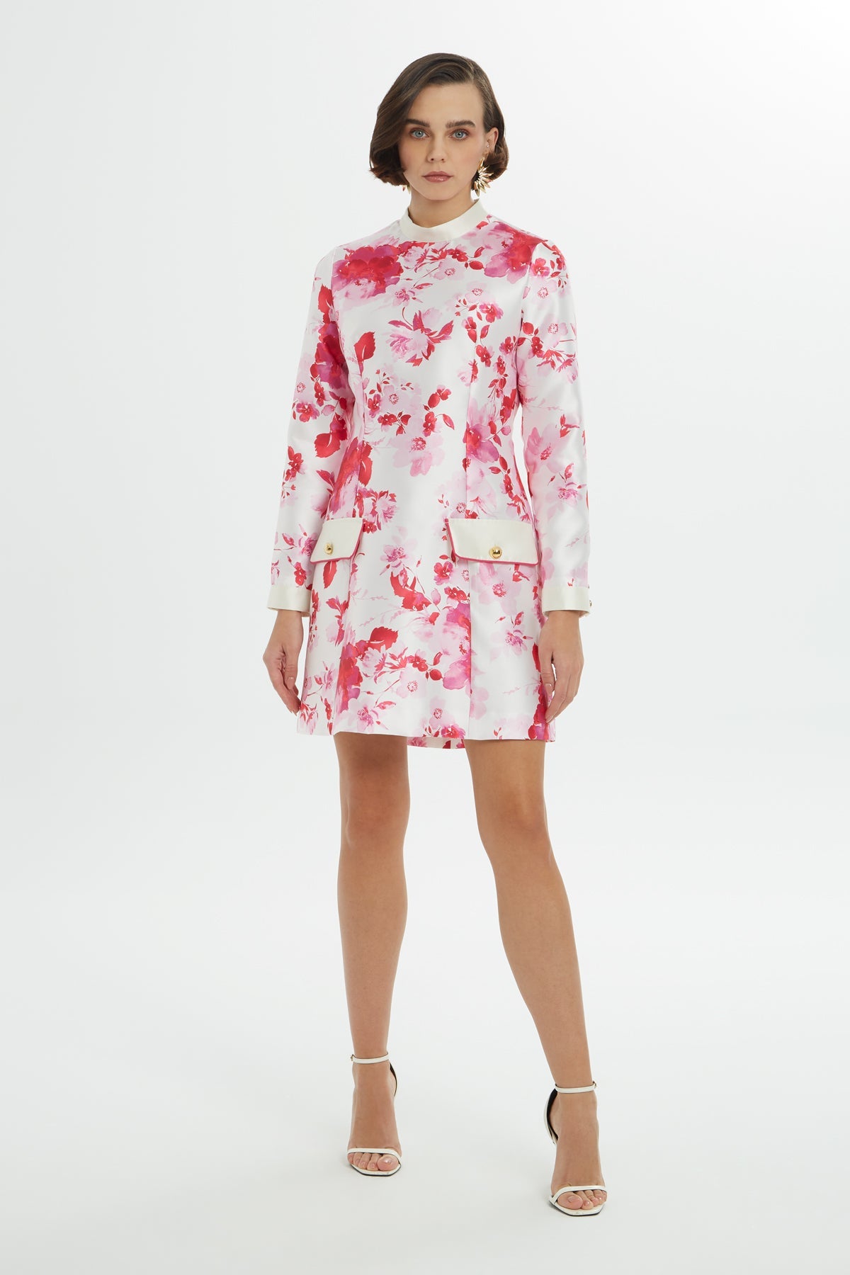 Printed High-Neck Mini Dress