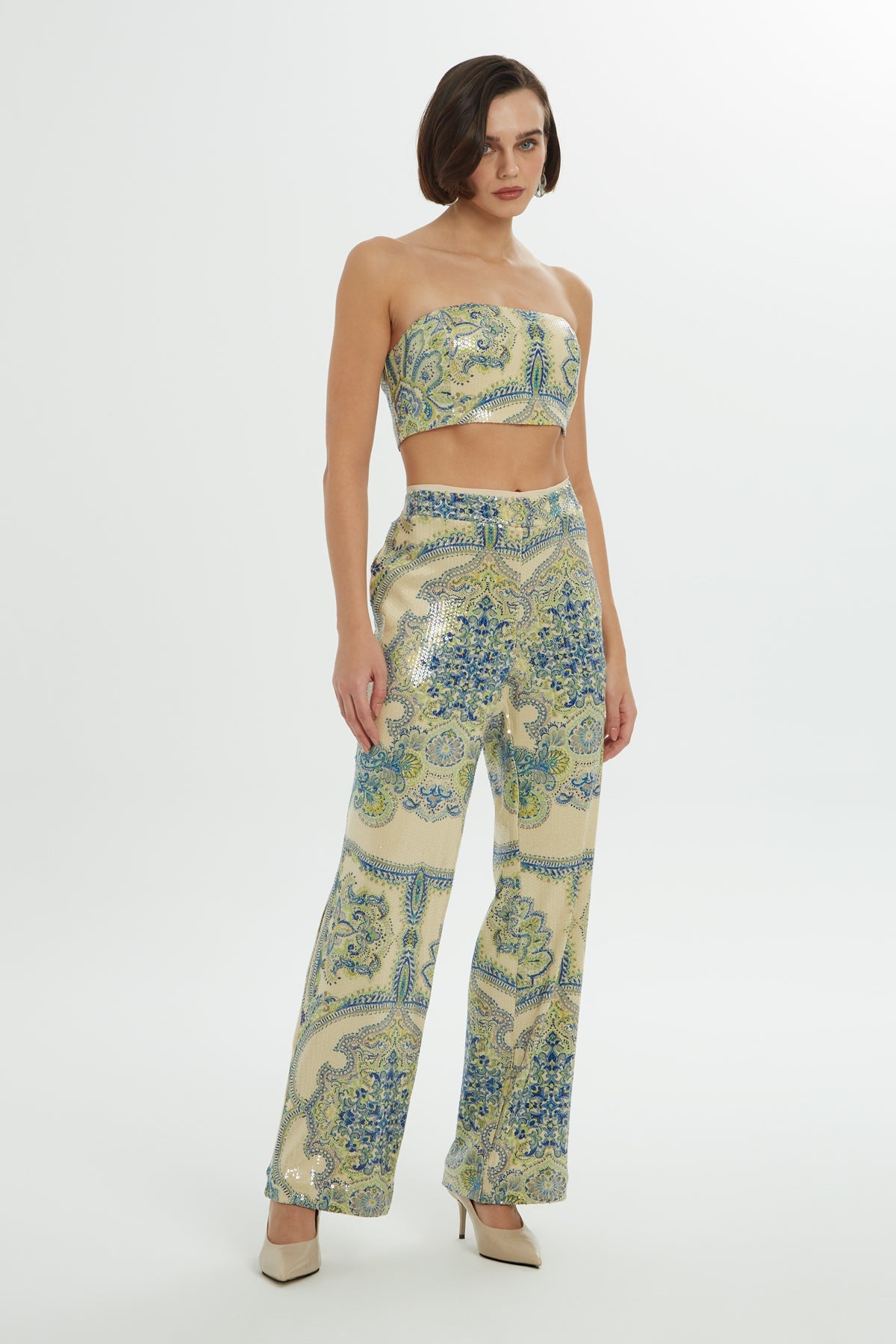 Printed Sequin Pants