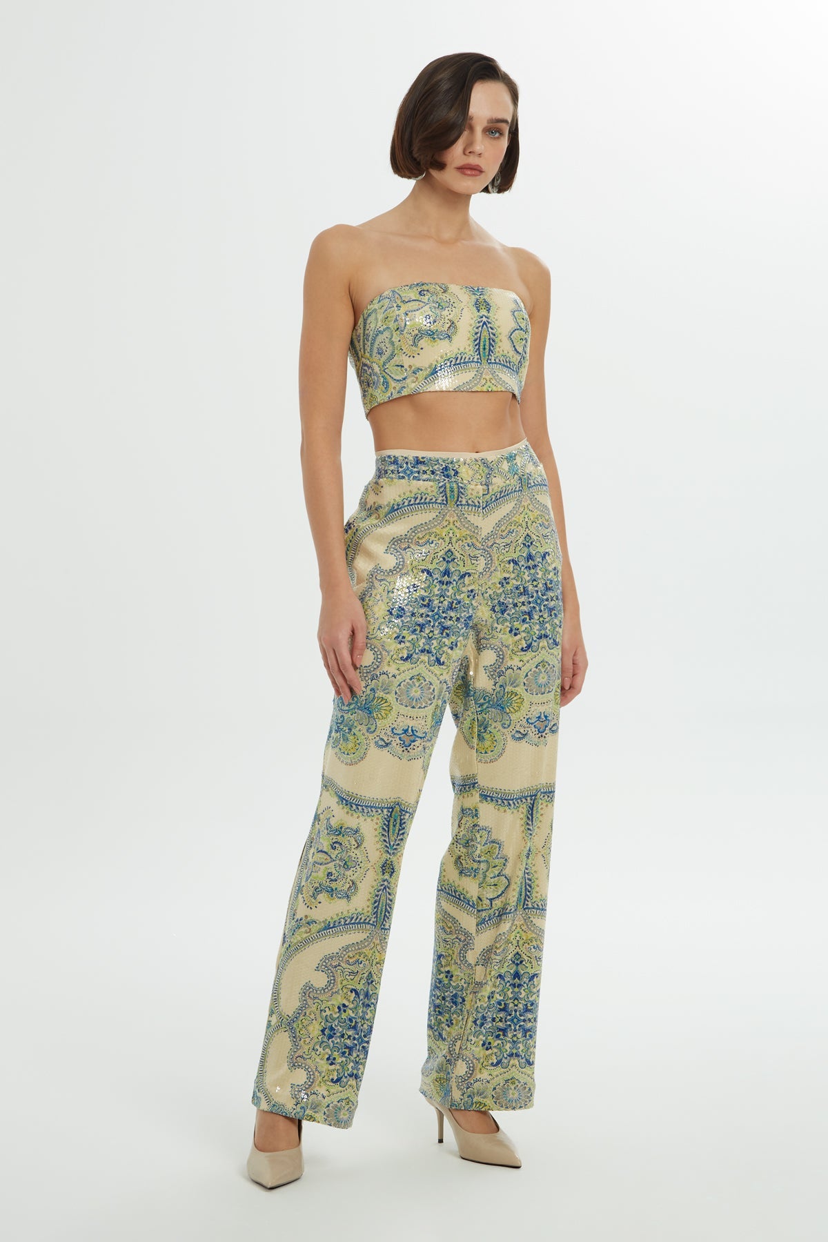 Printed Sequin Pants