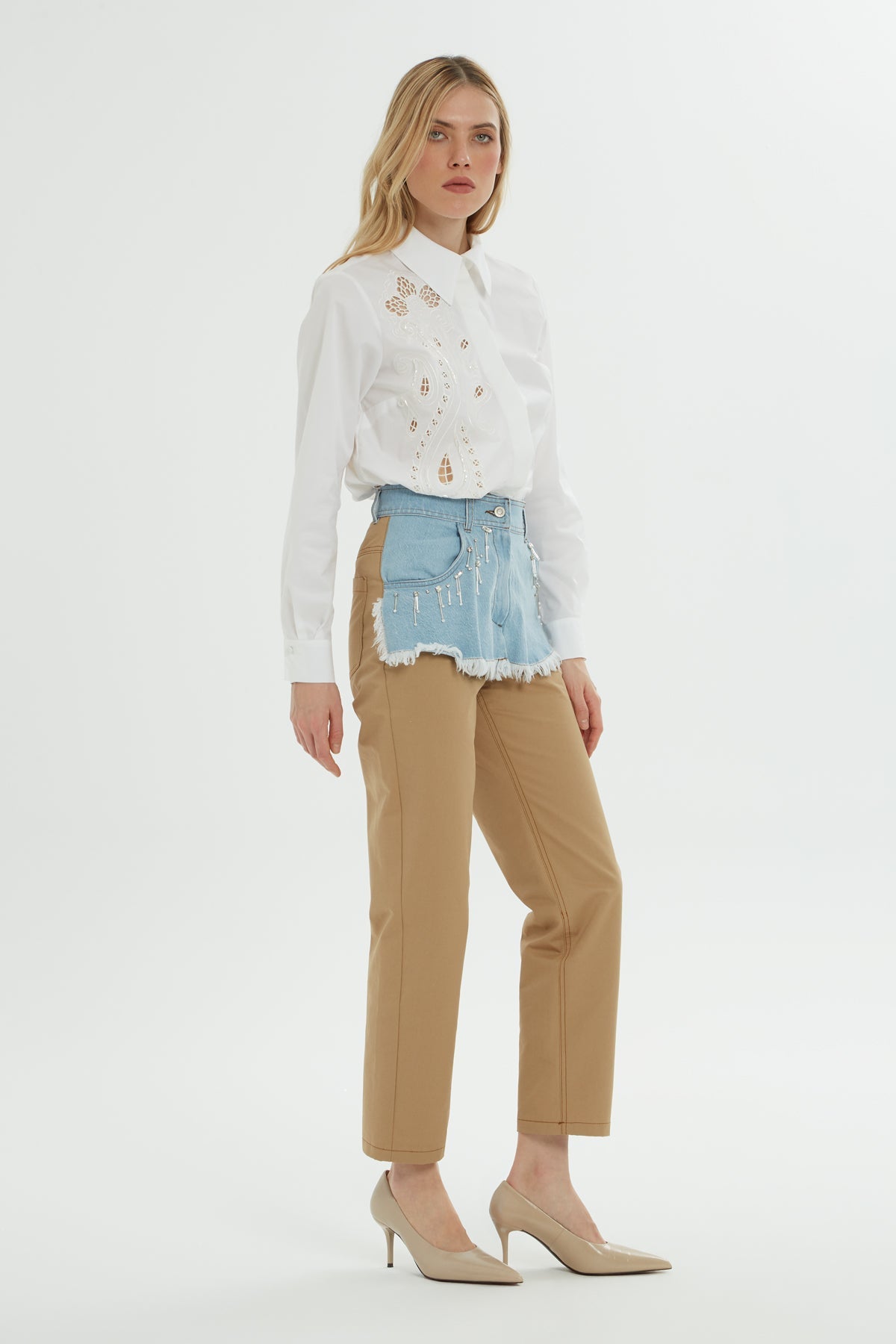 Blue Pants with Two-Tone Detail