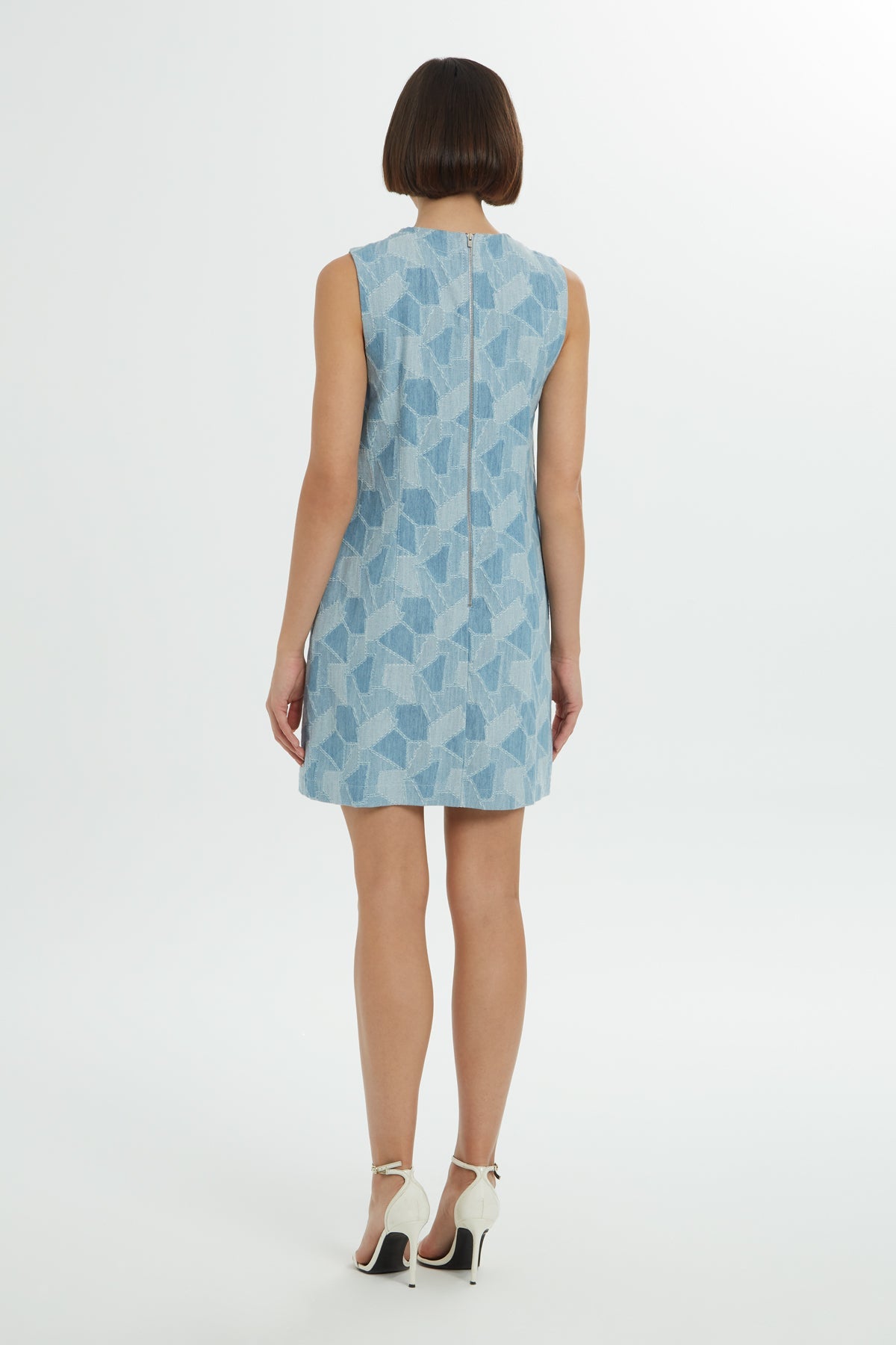 Printed Stone-Embellished Short Dress