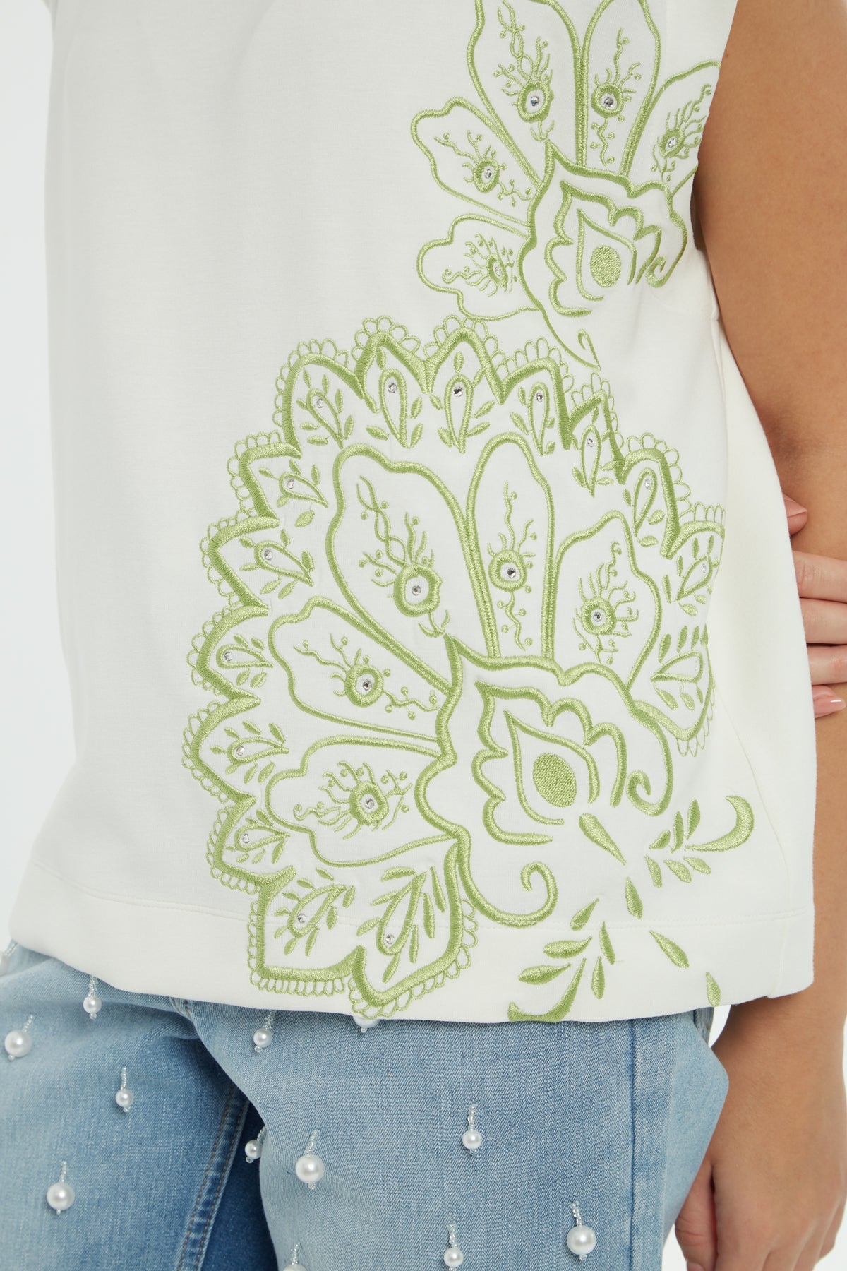 Ecru Stone-Print T-Shirt