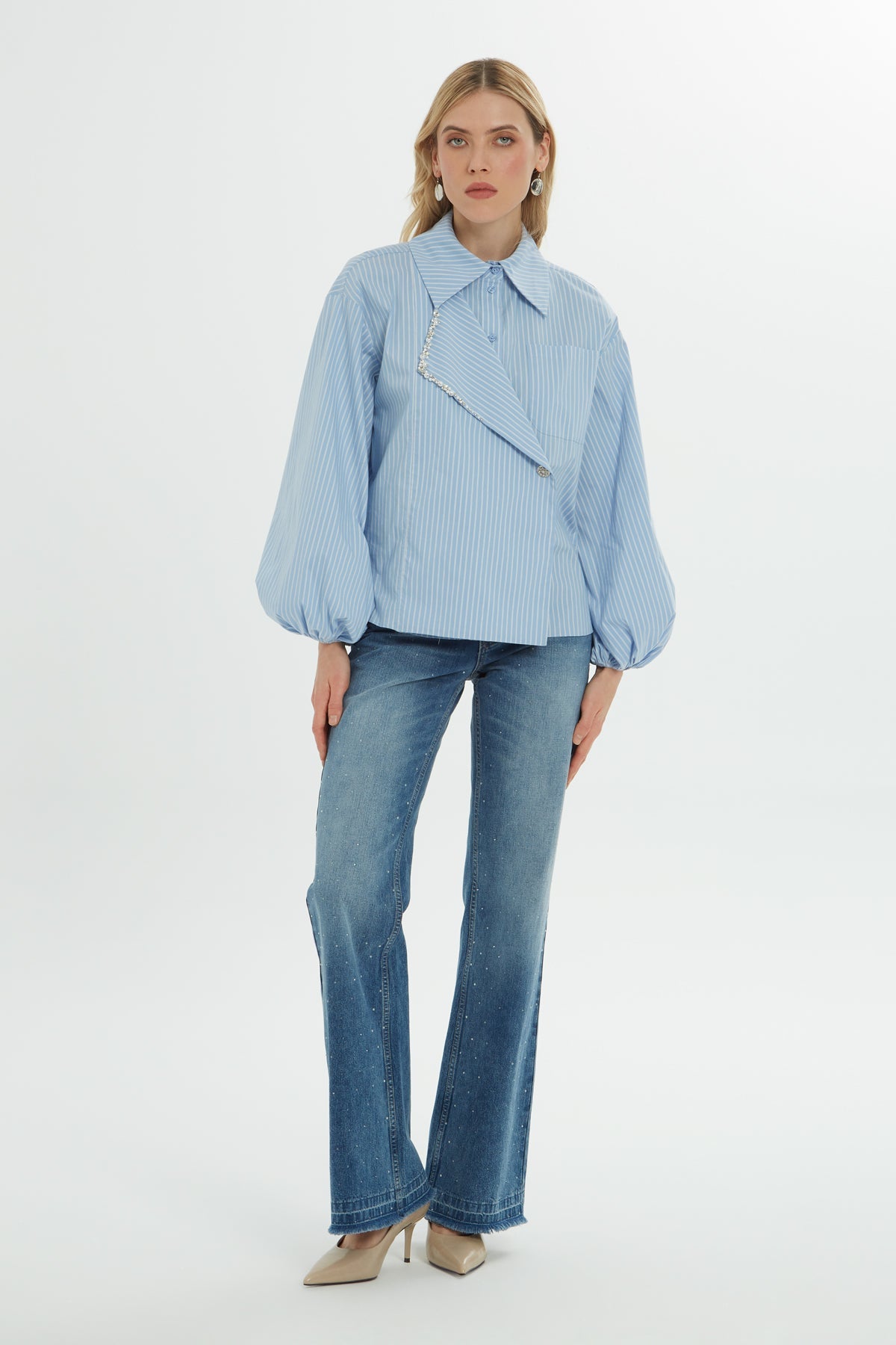 Stone Embellished Long-Sleeve Shirt