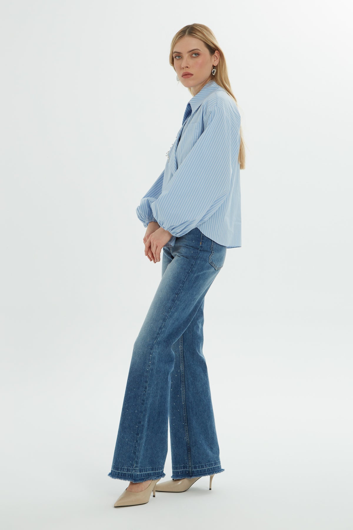 Stone Embellished Long-Sleeve Shirt