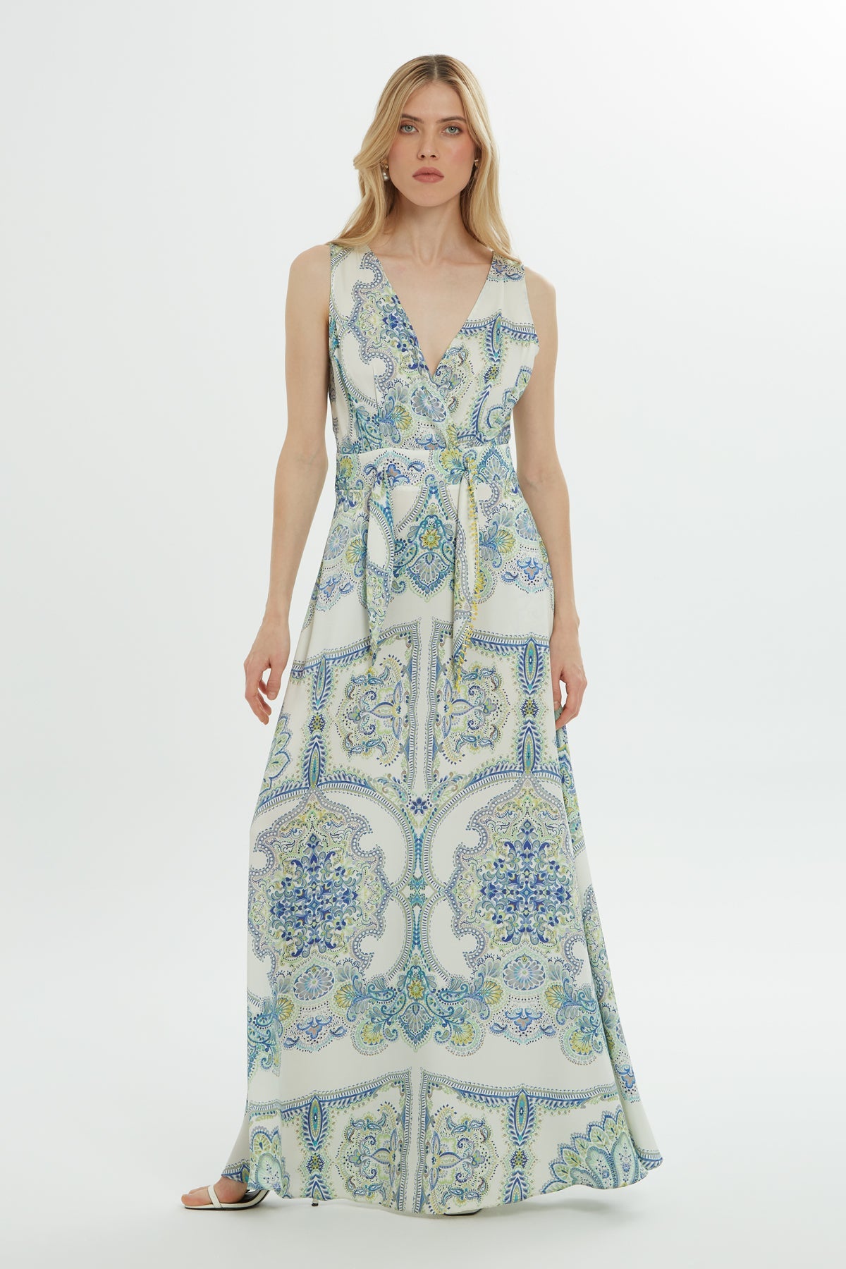 Printed Dress with Belted Detail