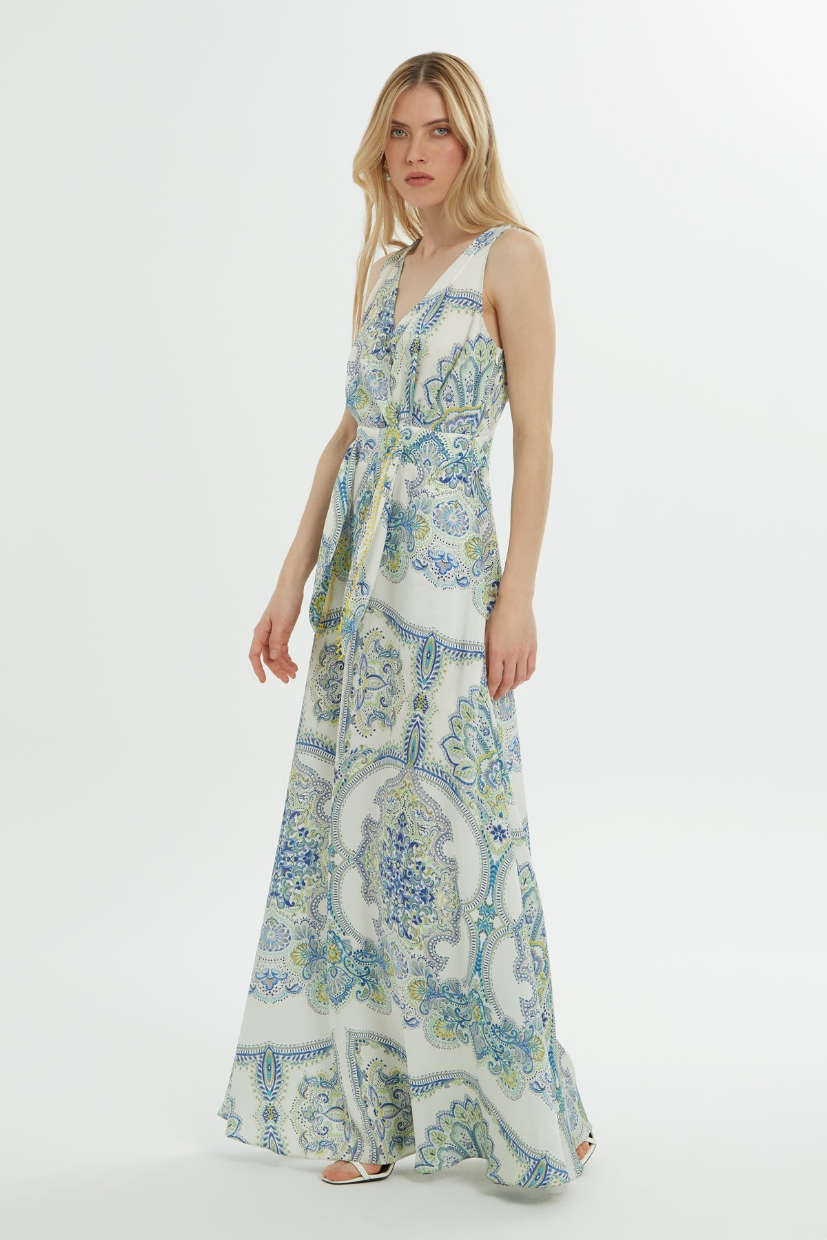 Printed Dress with Belted Detail