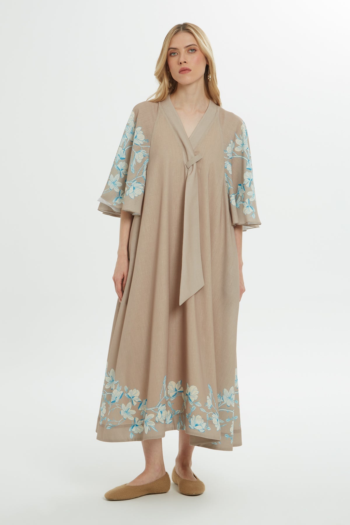 Printed V-Neck Maxi Dress