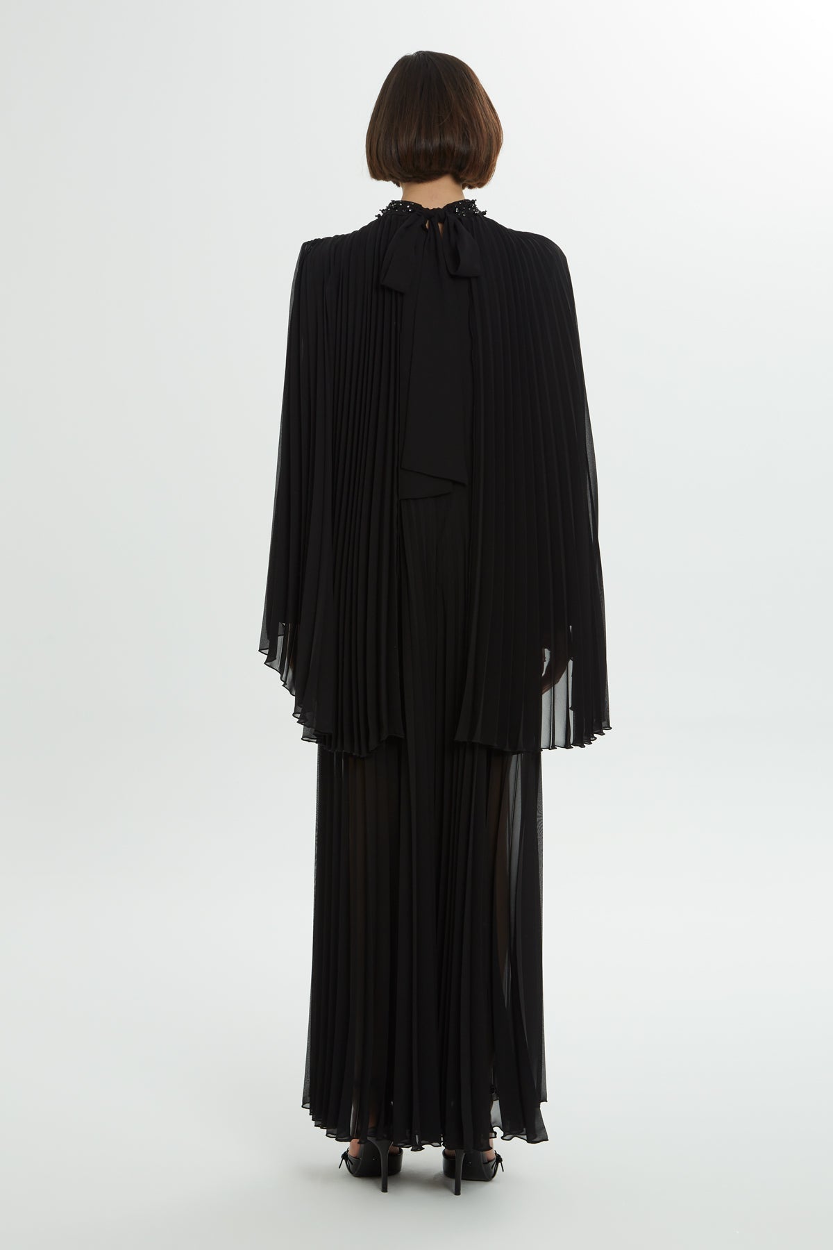 Black Maxi Dress with Cape Detail