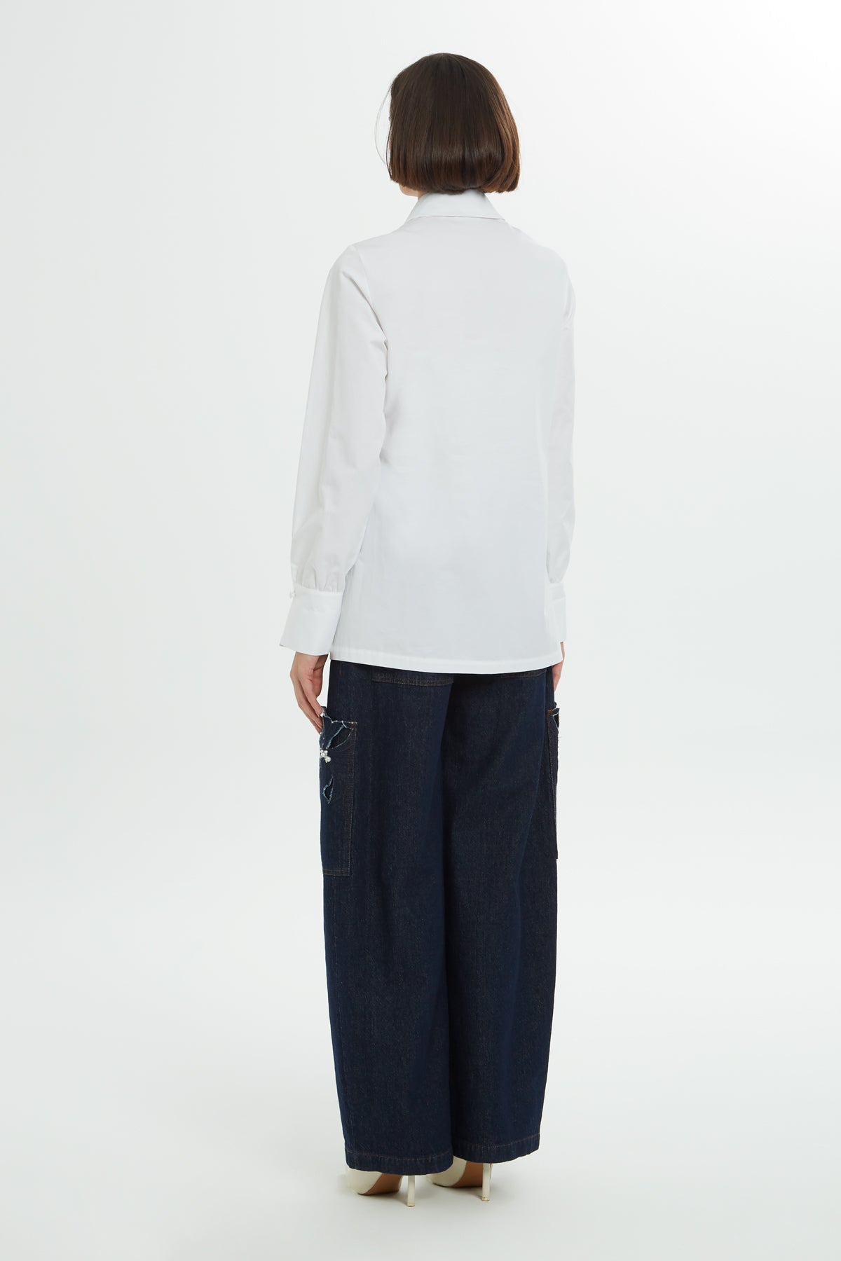 Stone-Embellished Front-Tie Shirt