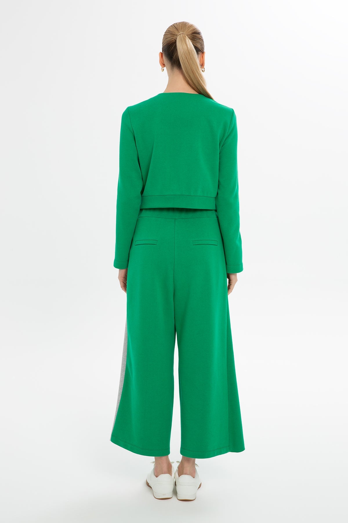 Green Asymmetric-Detail Sweatpants