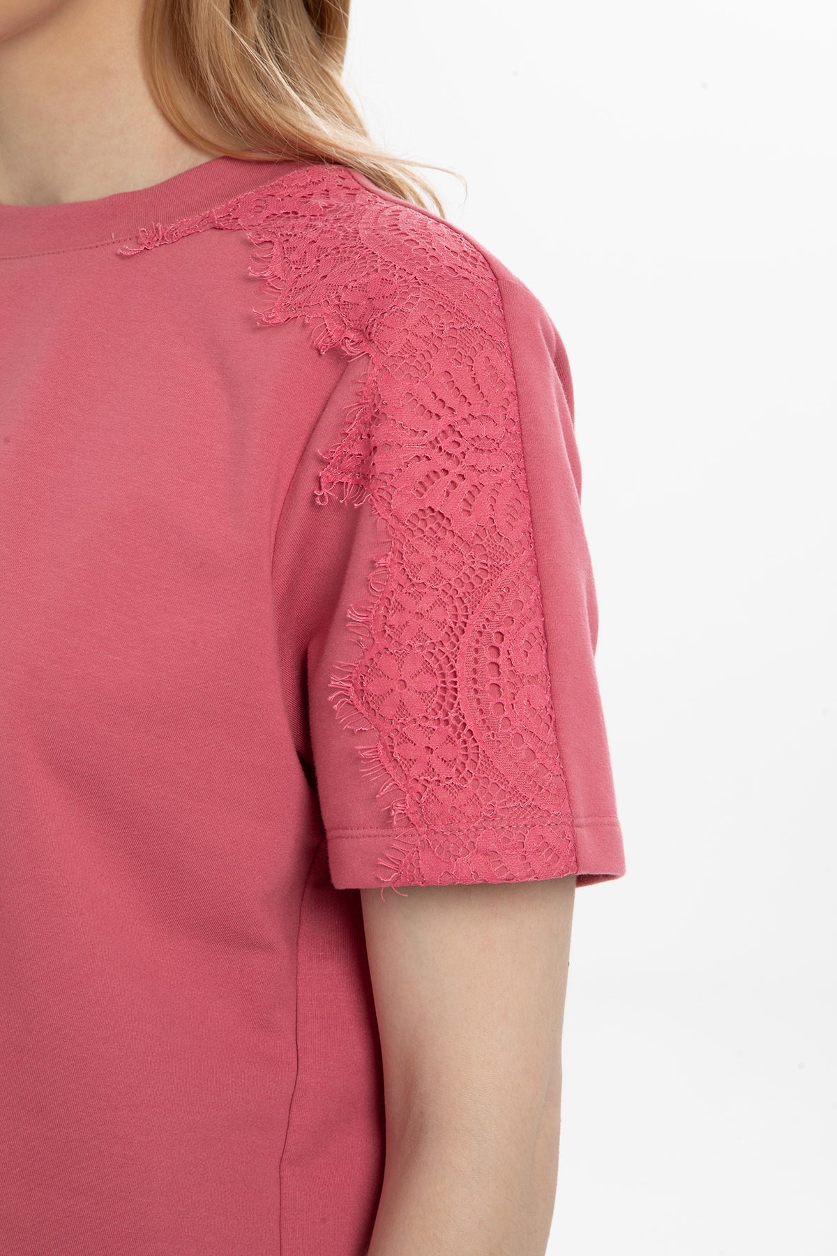 Pink Lace-Detail Tracksuit