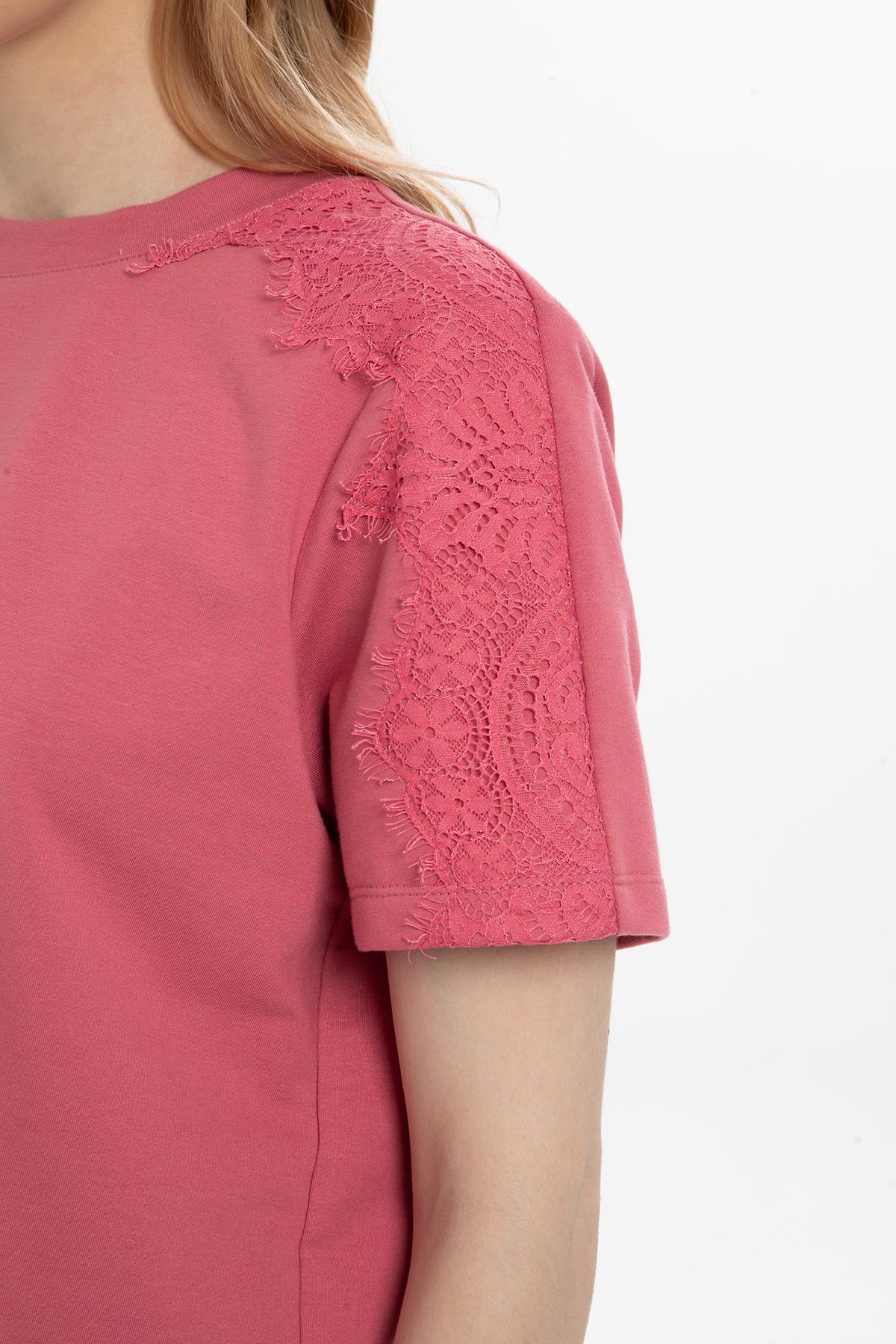 Pink Lace-Detail Tracksuit