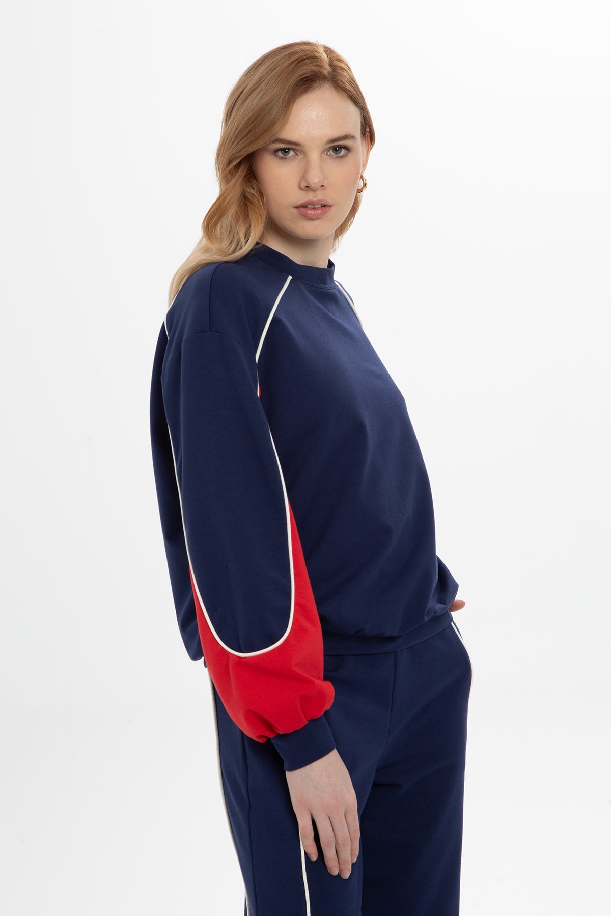 Navy Stripe-Detail Tracksuit