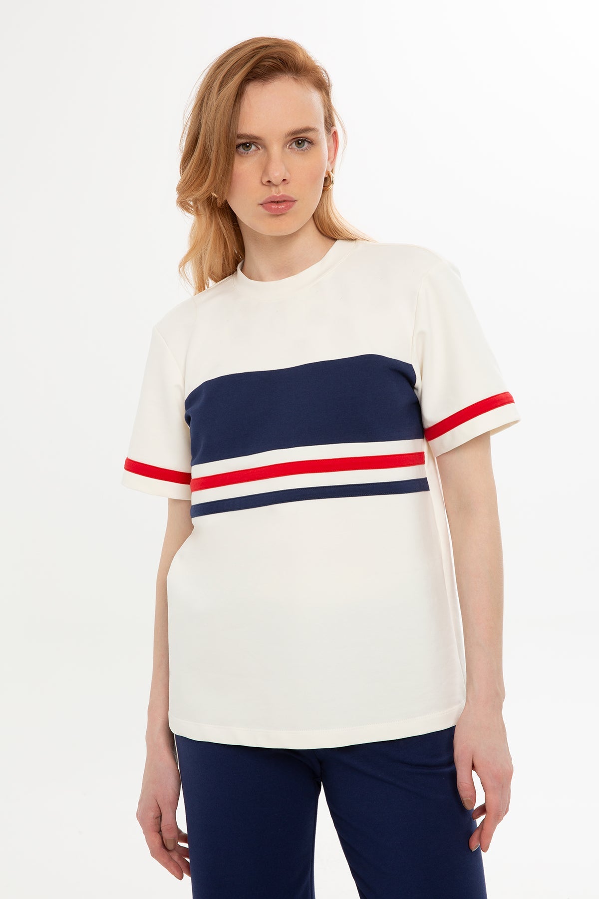 Ecru Stripe-Detail Tracksuit