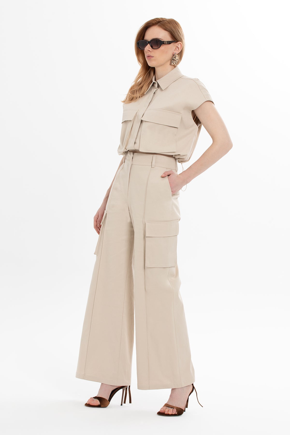 Beige Cargo Pants with Pockets