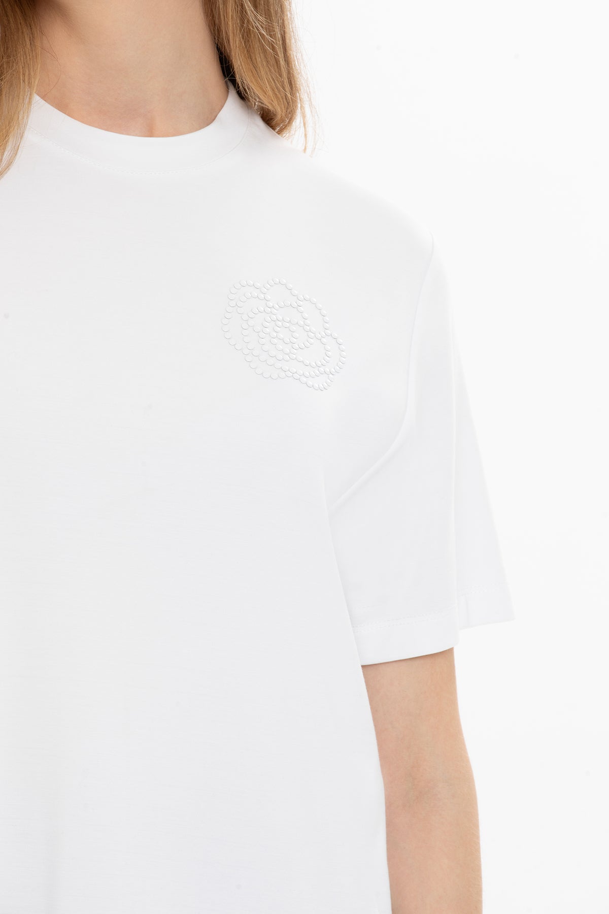 White Blouse with Floral-Motif Detail