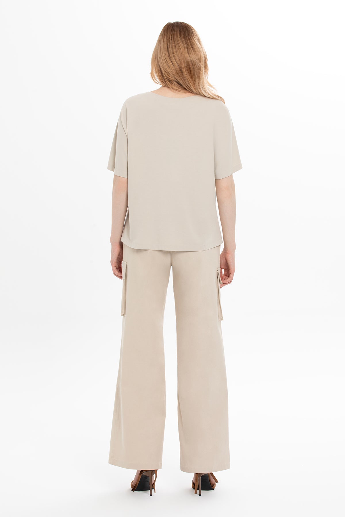 Beıge Blouse with Shoulder-Accessory Detail