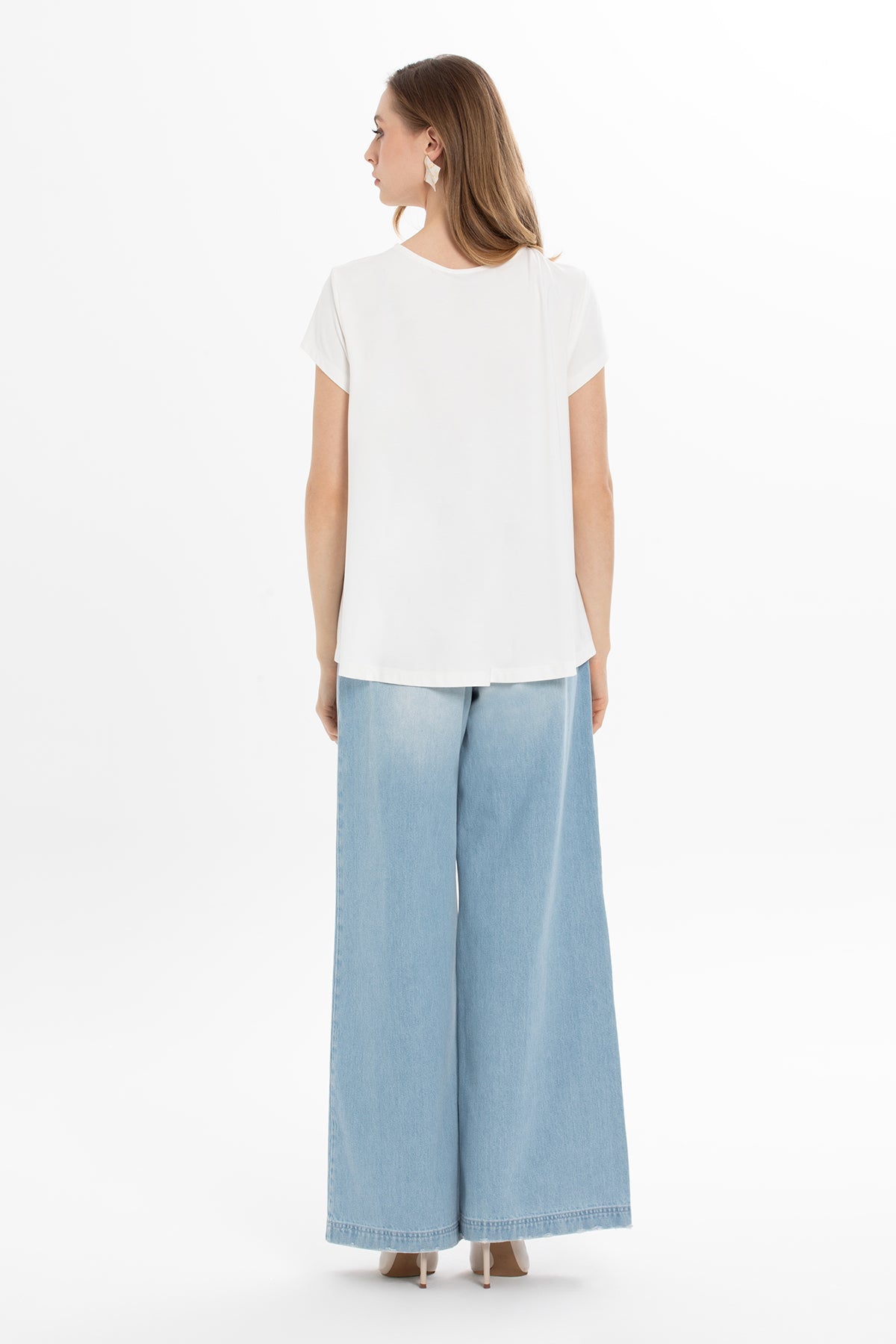 Ecru Blouse with Asymmetrical Hem