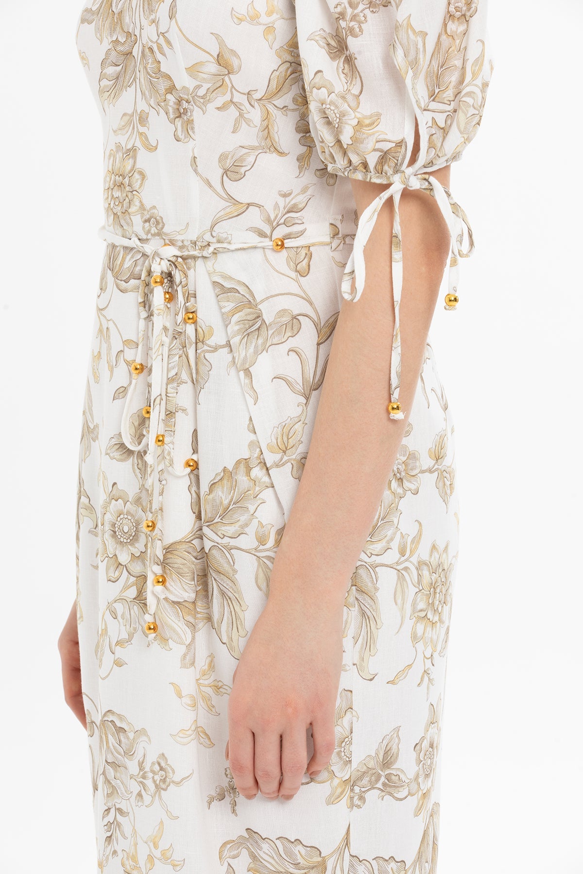 Printed Short-Sleeved Midi Dress