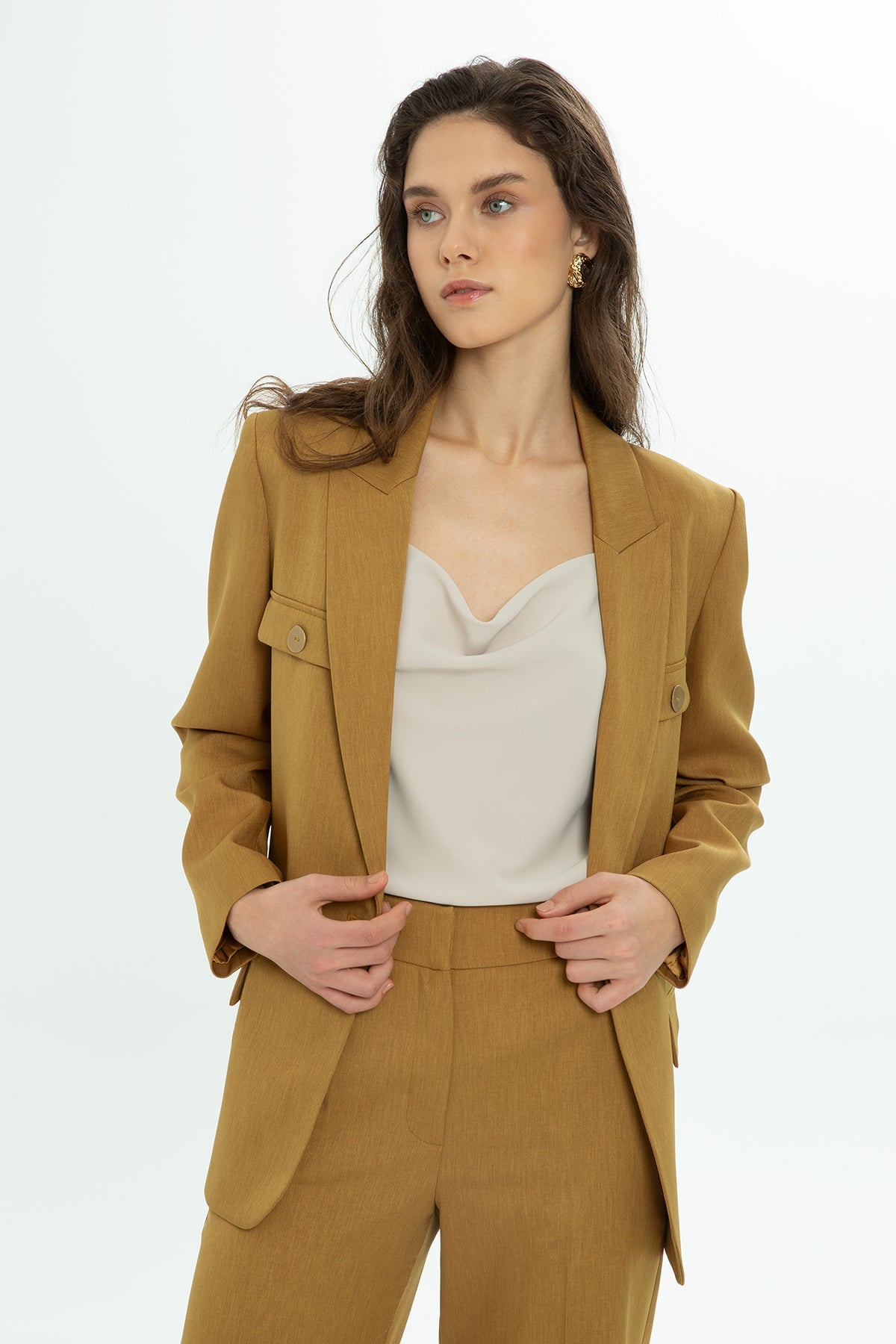 Brown Double-Breasted Suit with Trousers