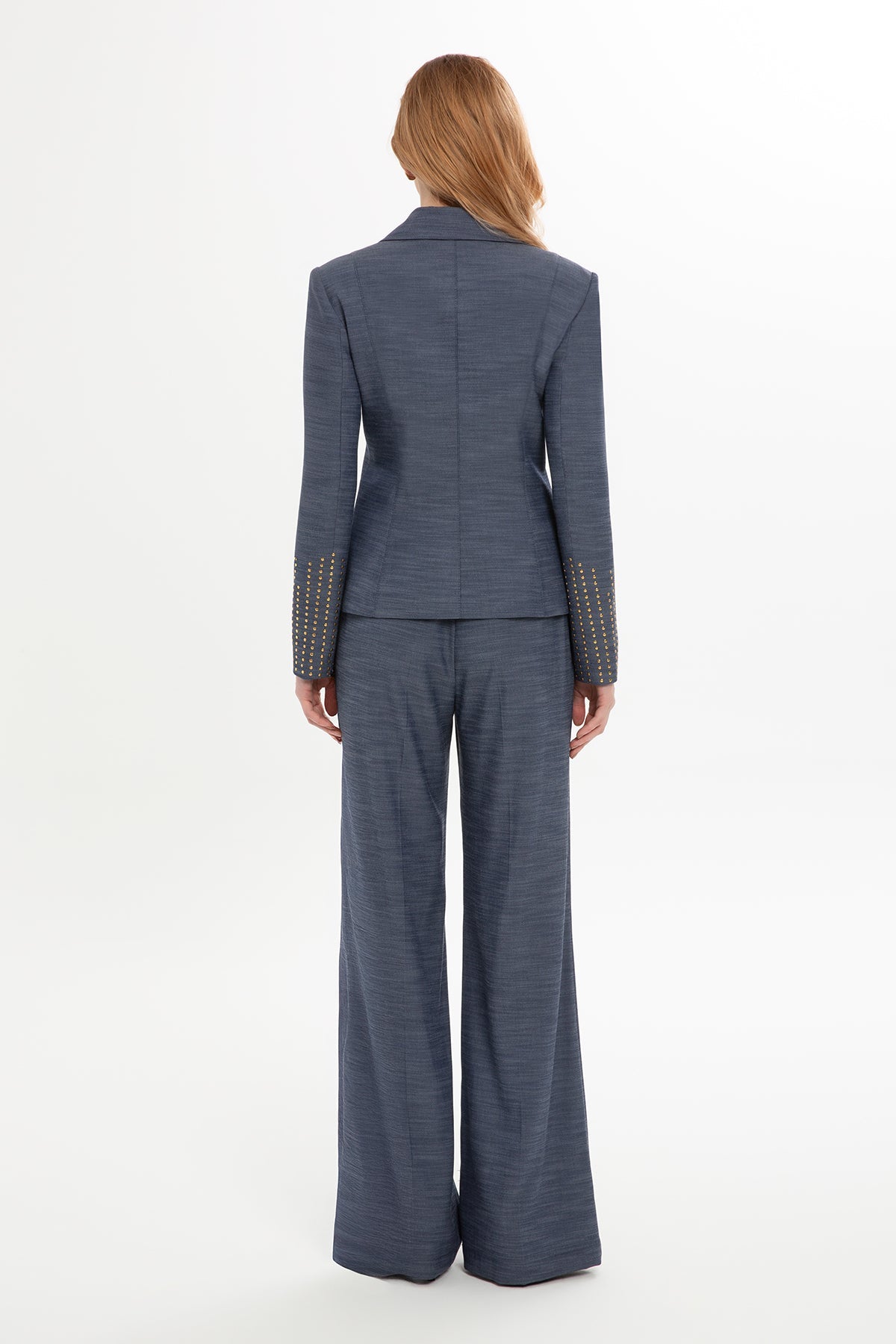 Navy Suit with Stone-Embellished Jacket