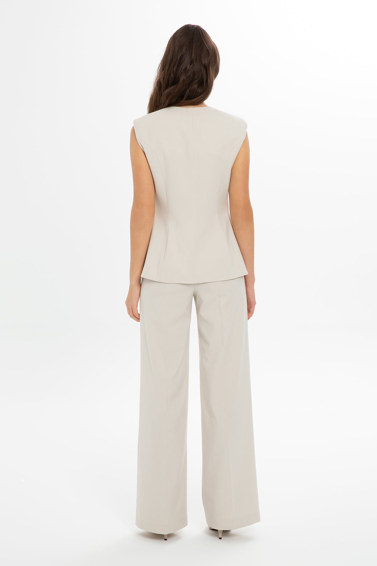 Set with Padded Vest Wide-Leg Pants