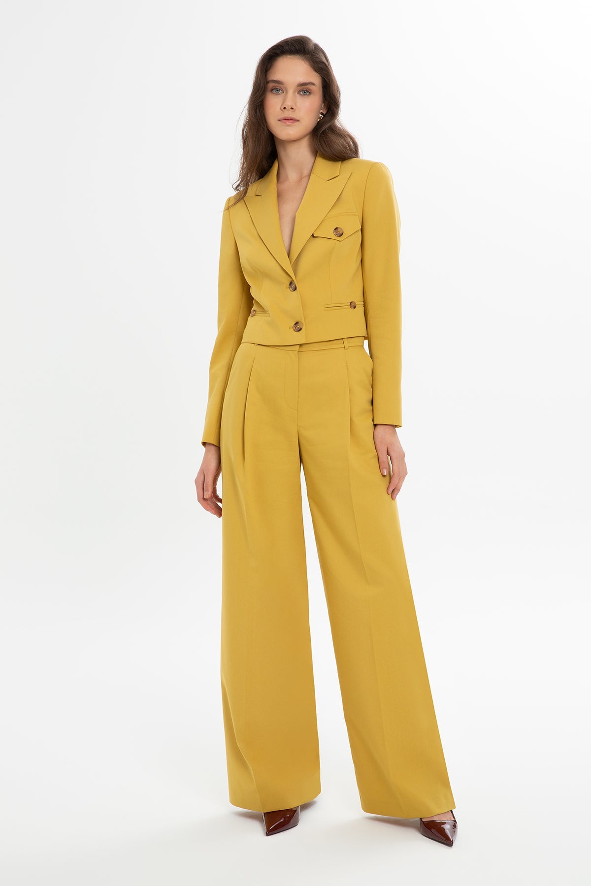 Yellow Suit with Cropped Jacket