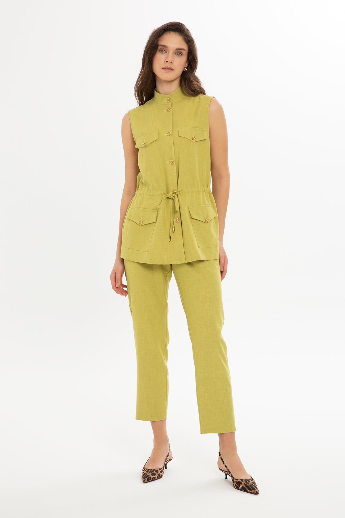 Green Set with Drawstring Vest