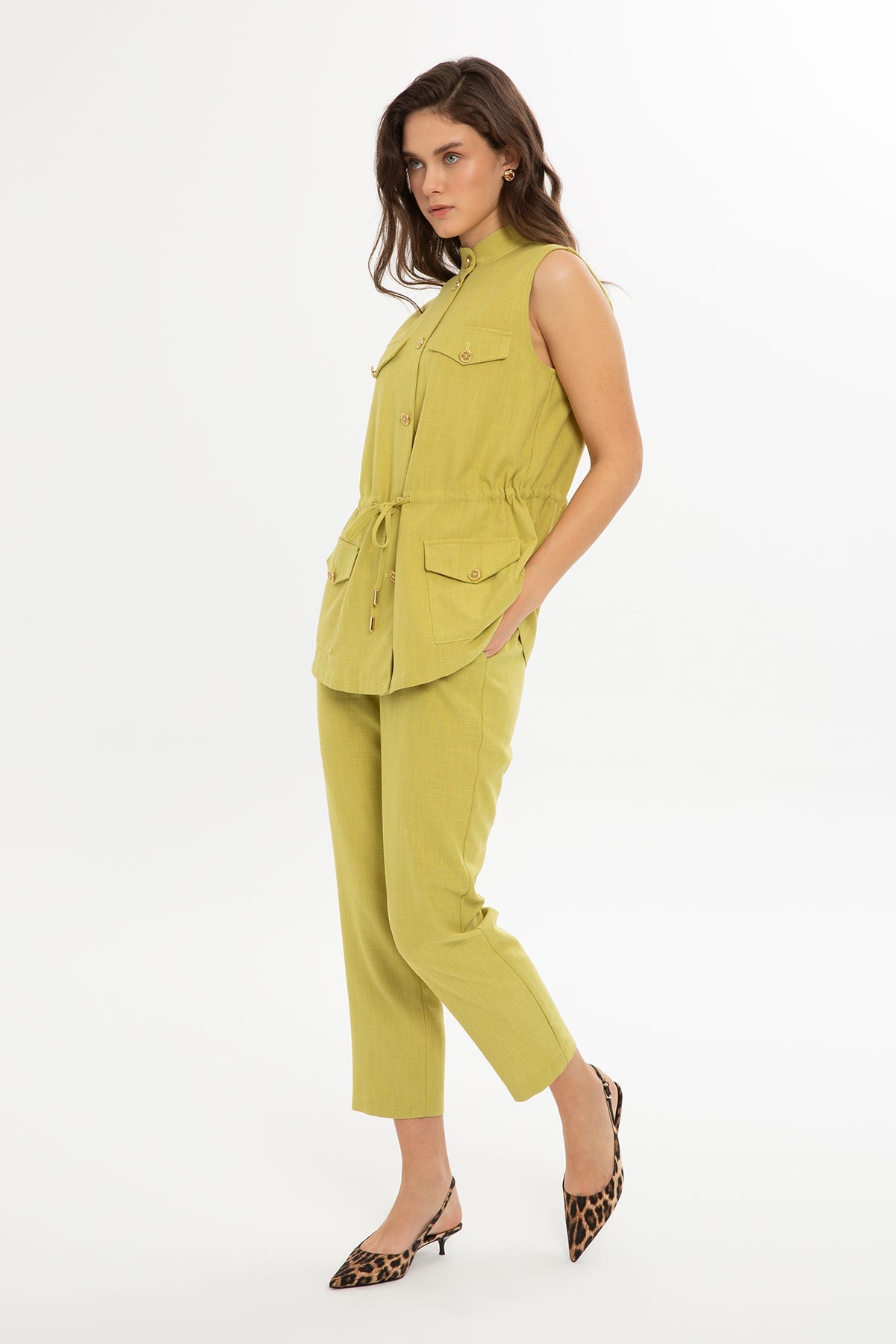 Green Set with Drawstring Vest