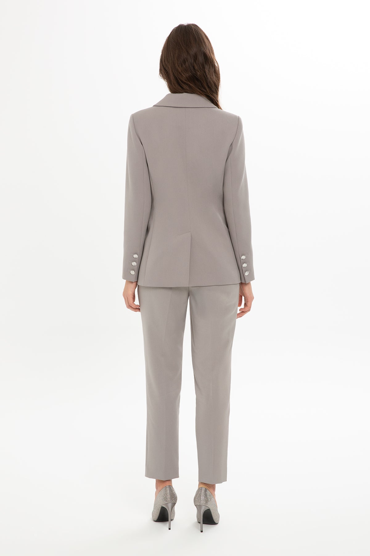Grey Suit with Carrot-Leg Trousers