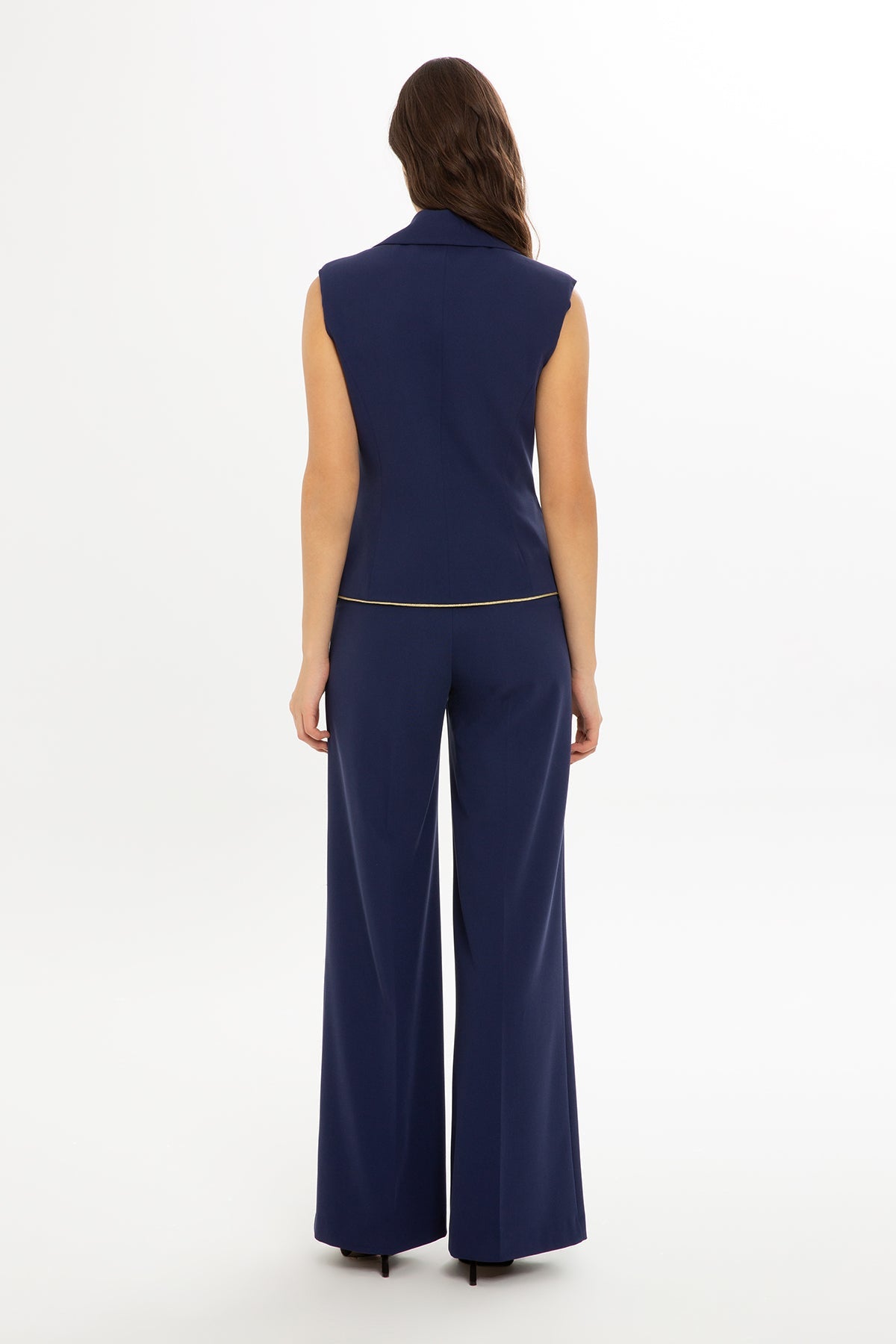 Set with Double-Breasted Vest Palazzo Pants