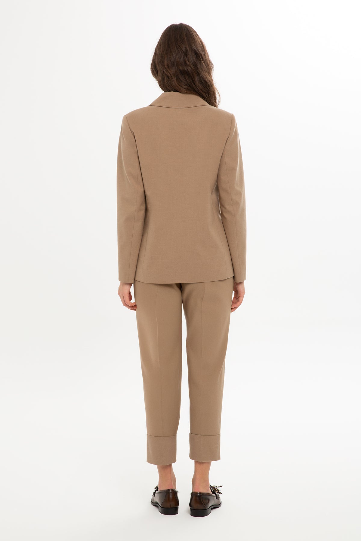 Beige Suit with Straight-Leg Trousers