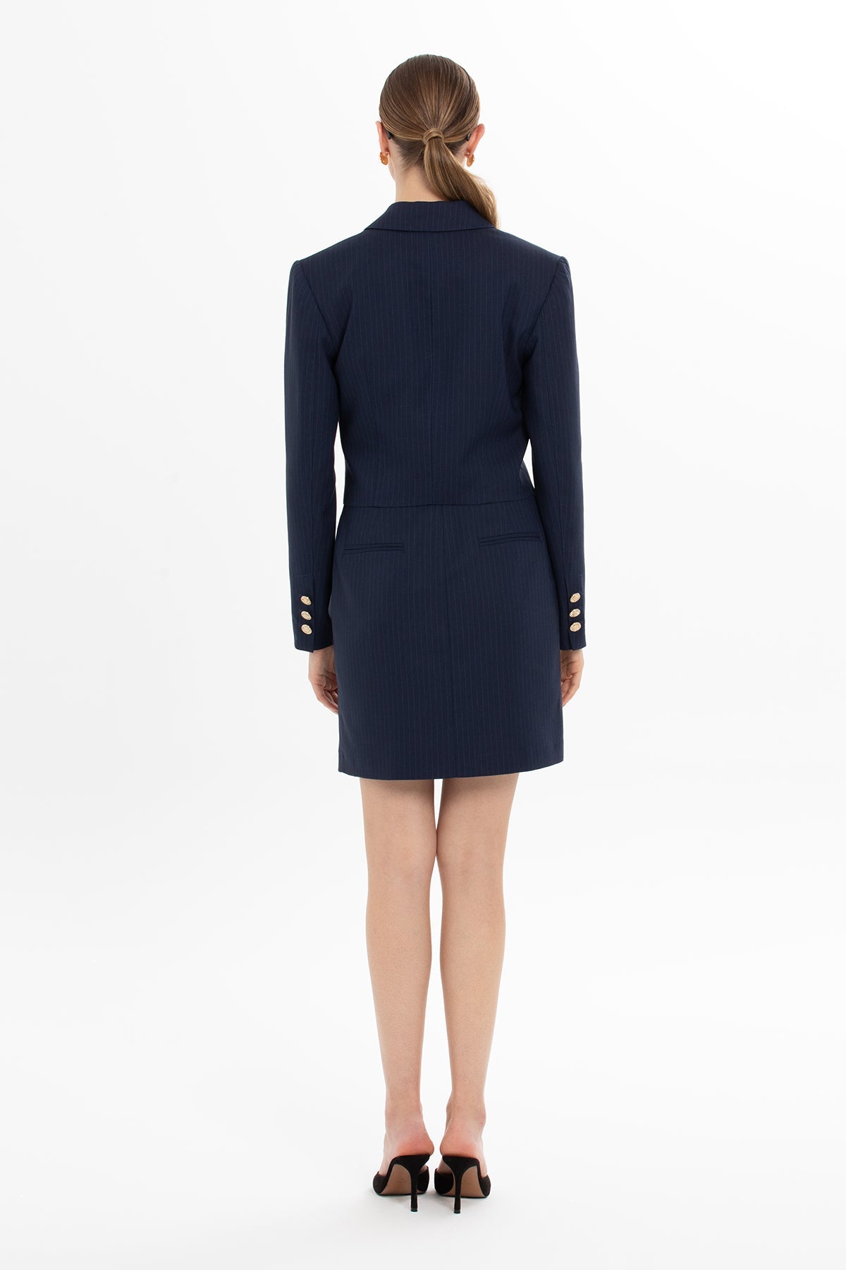 Navy Set with Striped Short Jacket