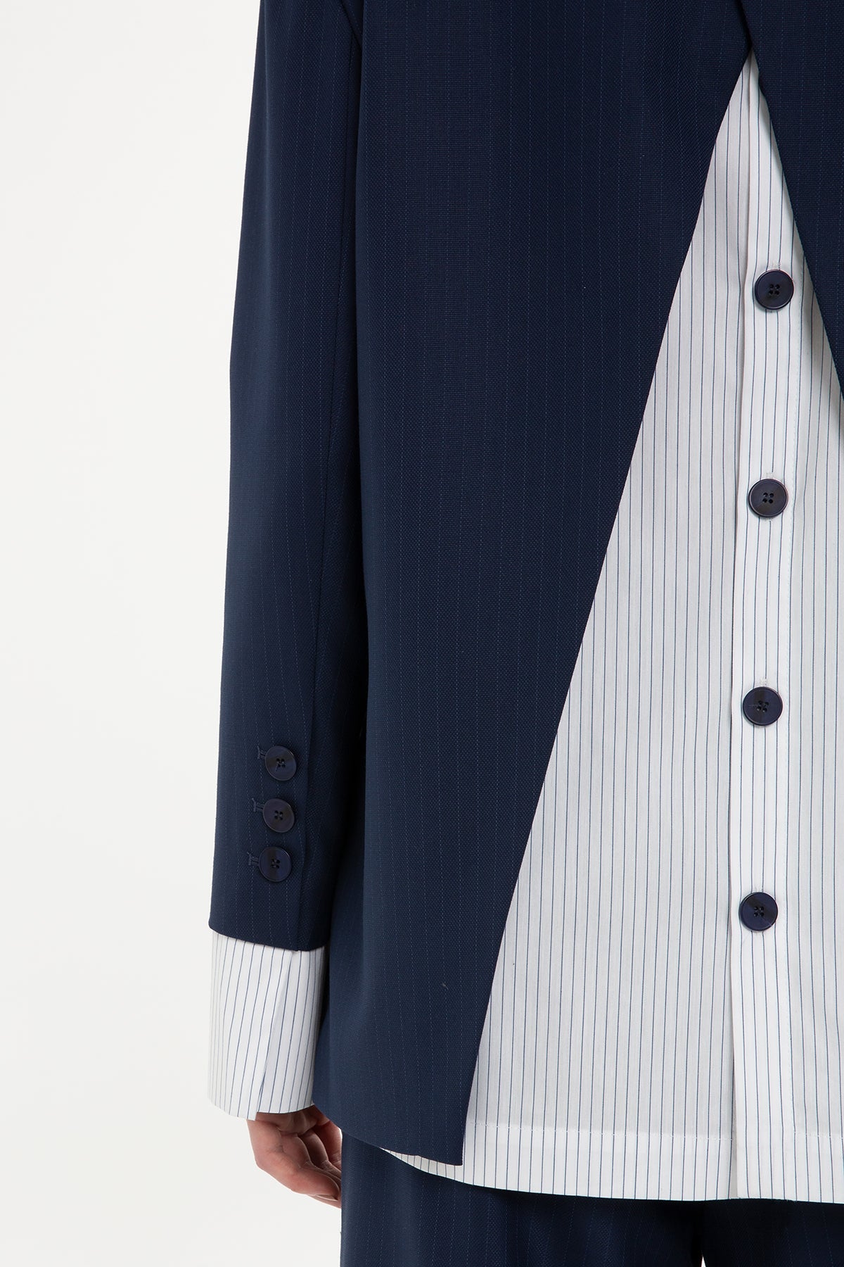 Navy Suit with Shirt-Detail Jacket