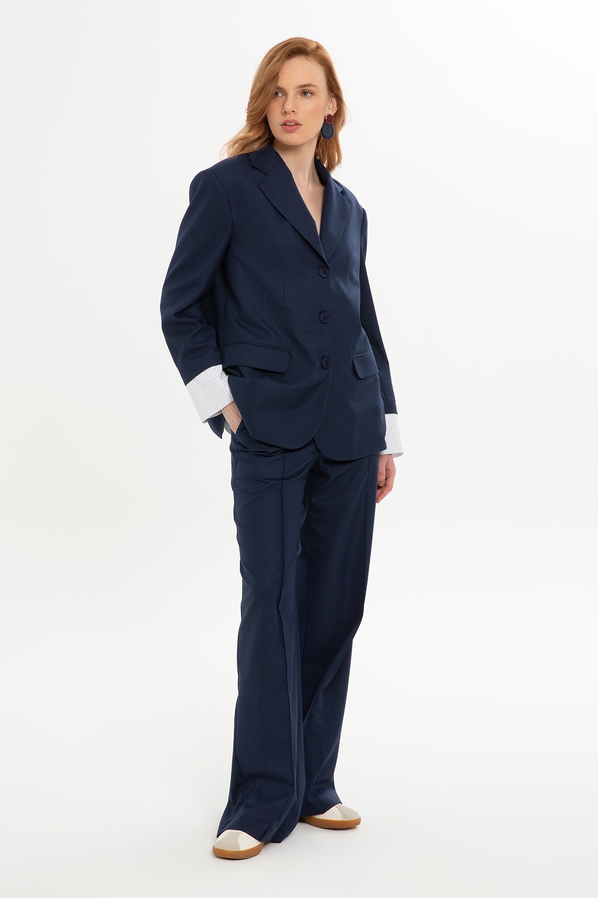 Navy Suit with Shirt-Detail Jacket