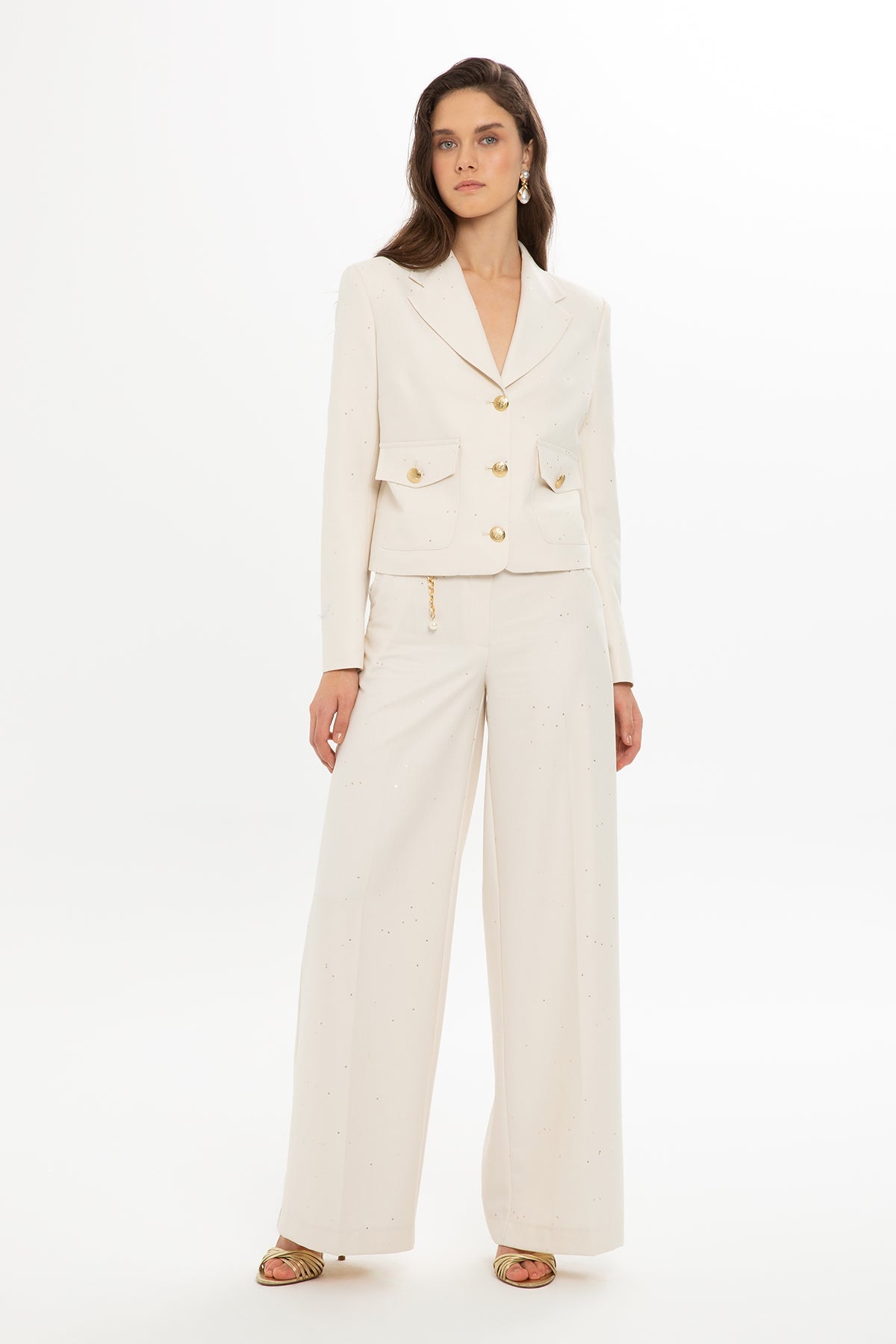 Ecru Suit with Short Jacket