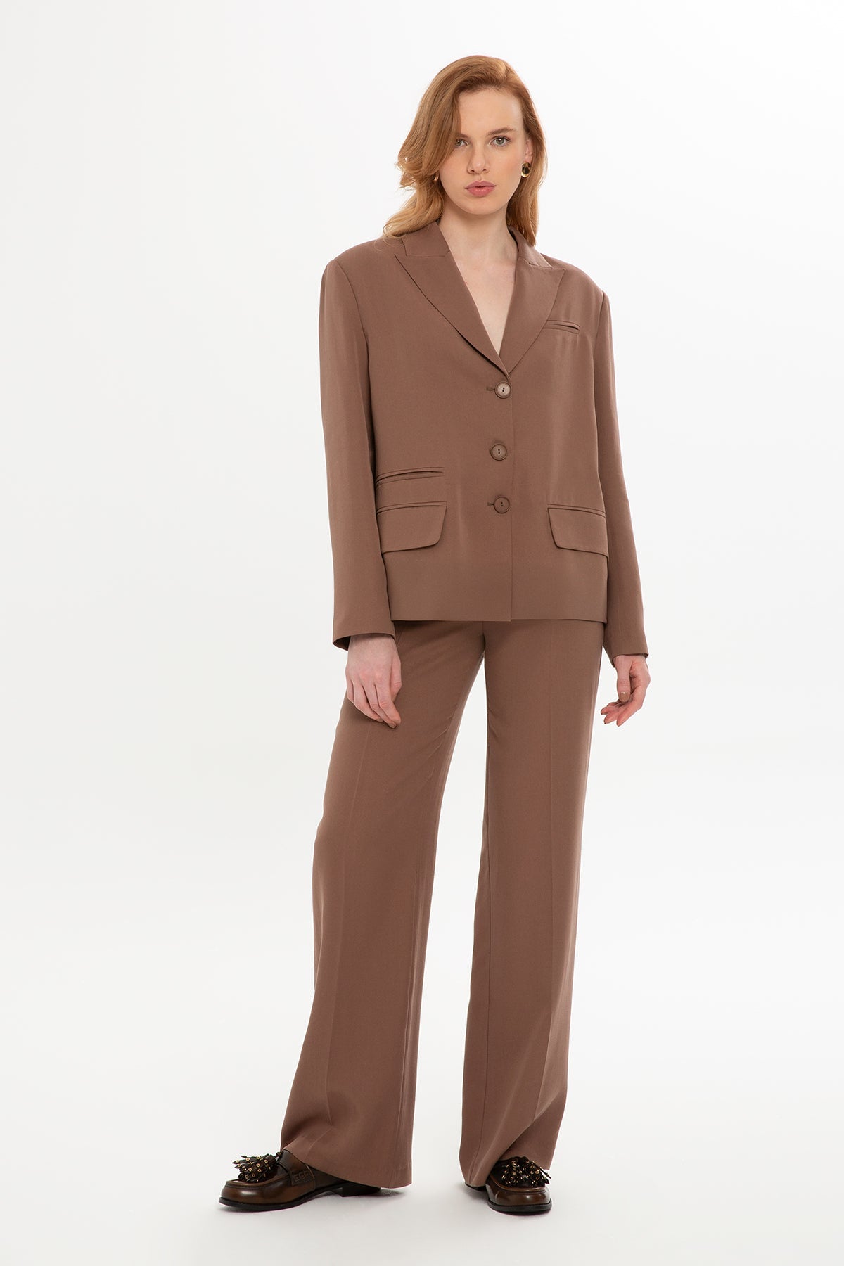 Brown Suit with Button-Back Jacket