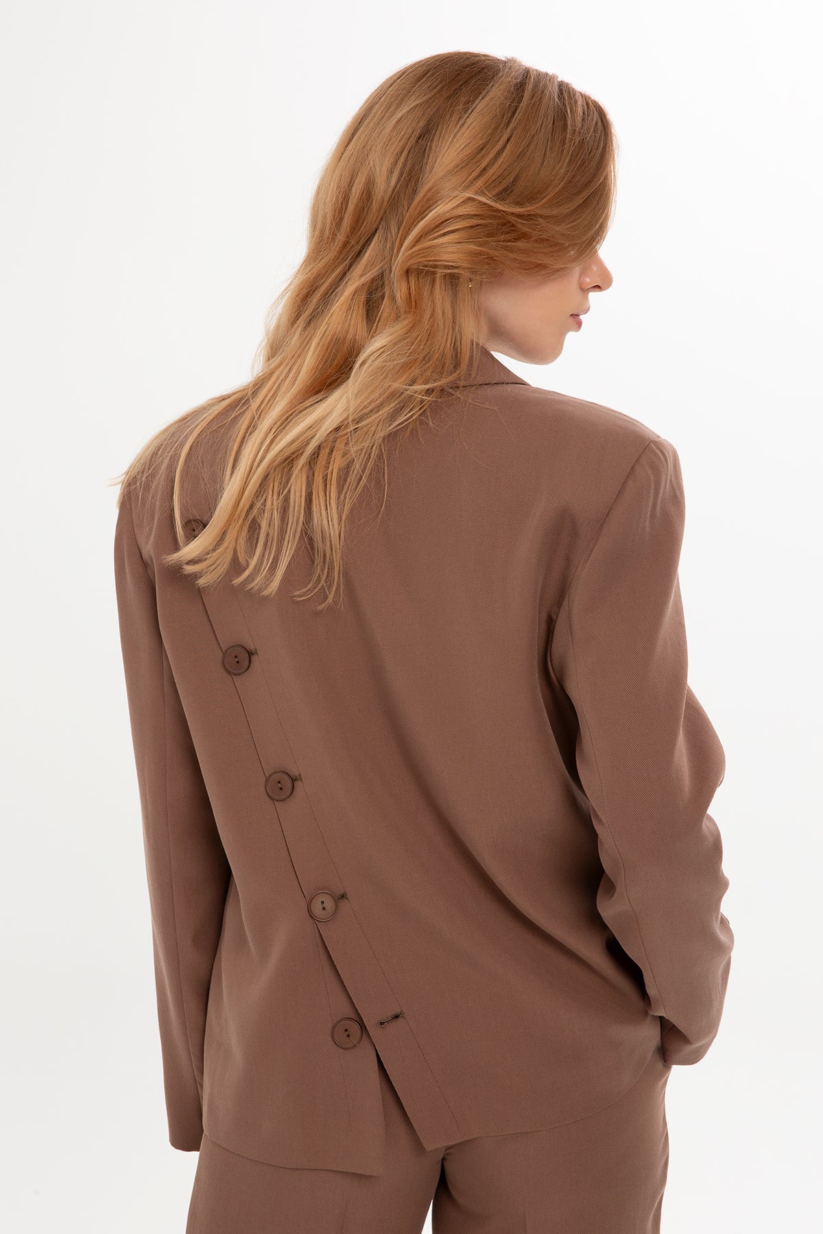 Brown Suit with Button-Back Jacket