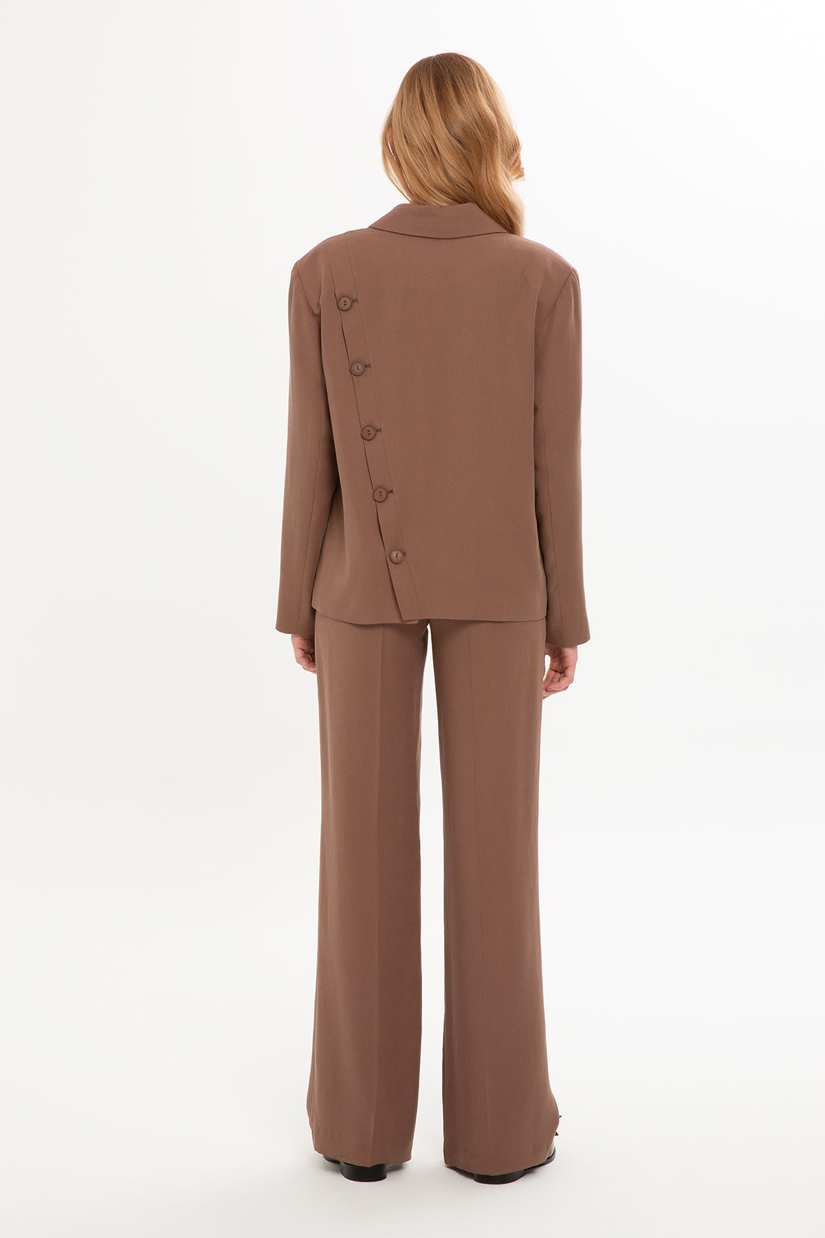 Brown Suit with Button-Back Jacket