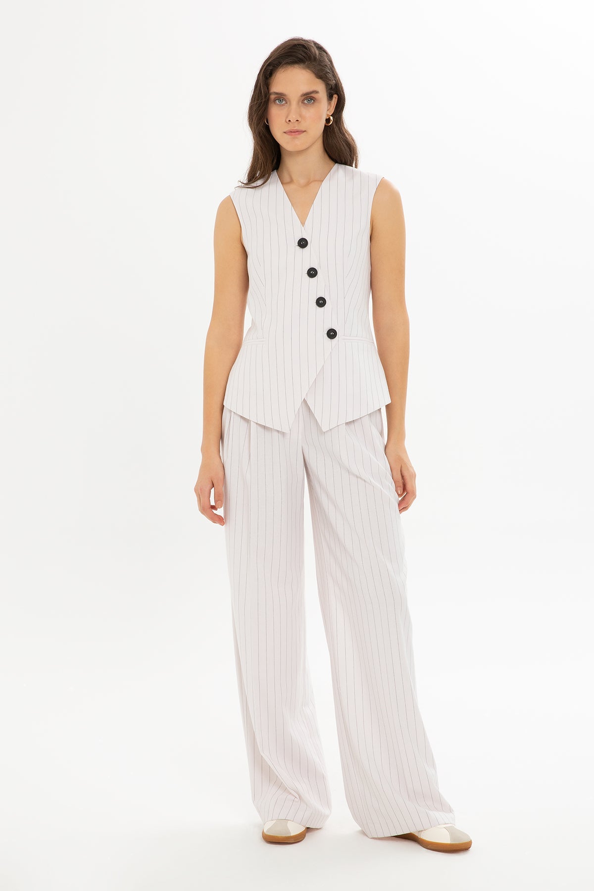 Ecru Suit with Double-Breasted Vest