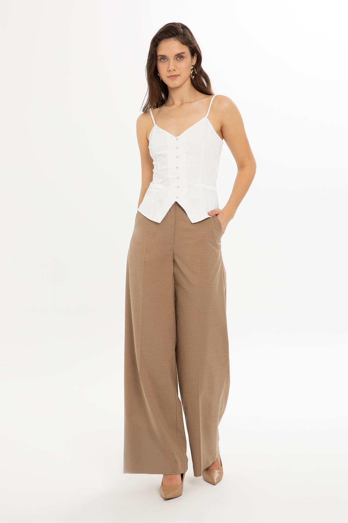 White Button-Front Blouse