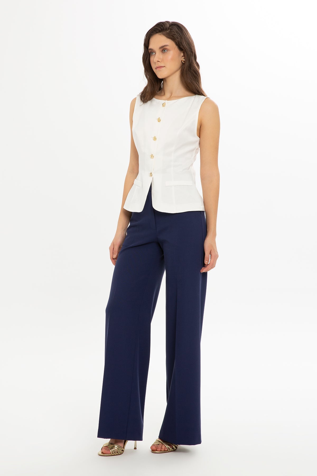 White Gold Button Blouse