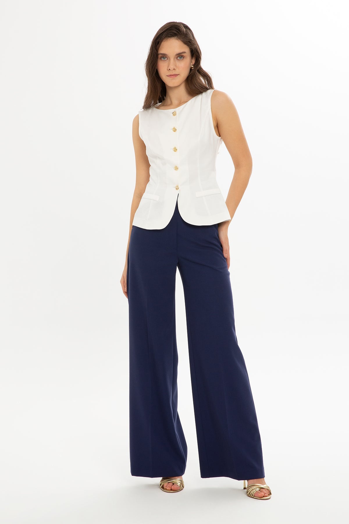 White Gold Button Blouse