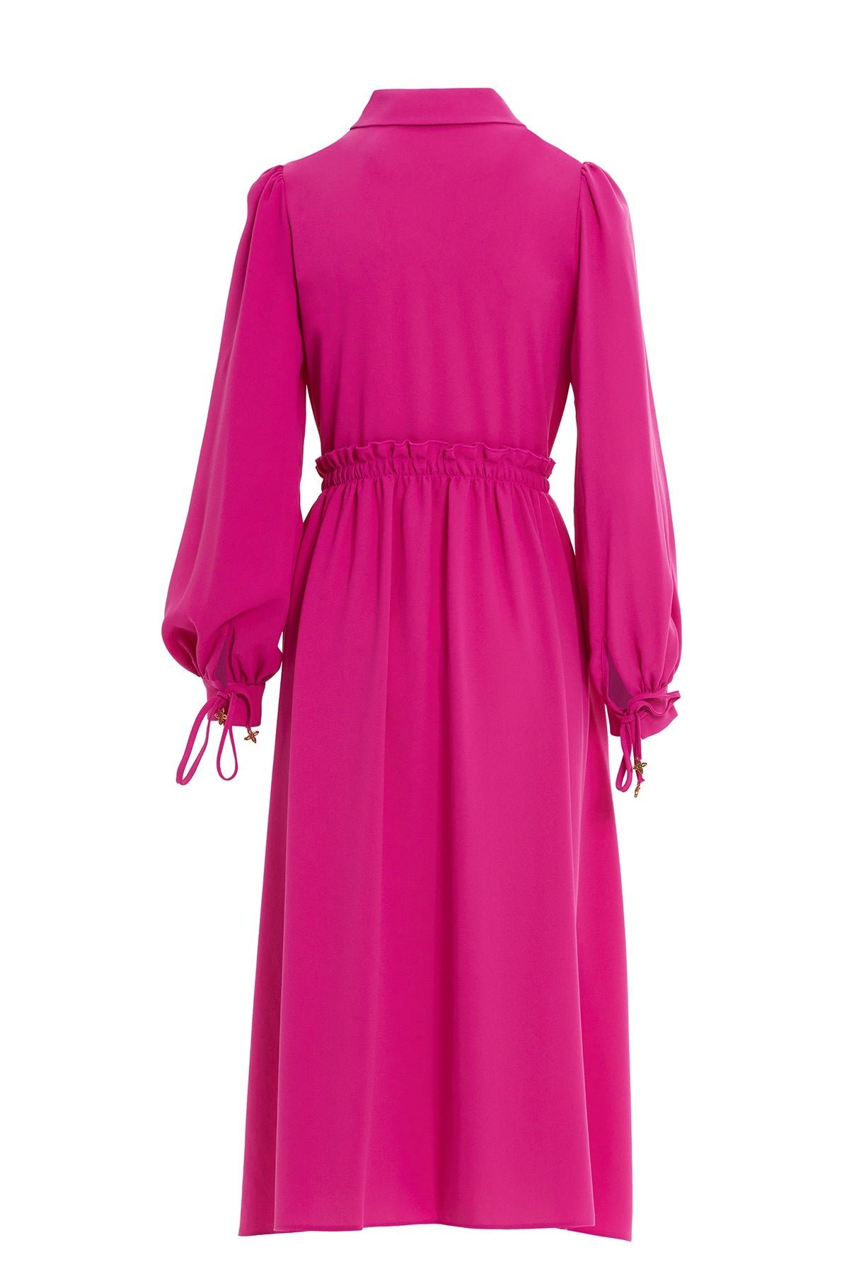 Pink Midi Dress with Gathered Waist