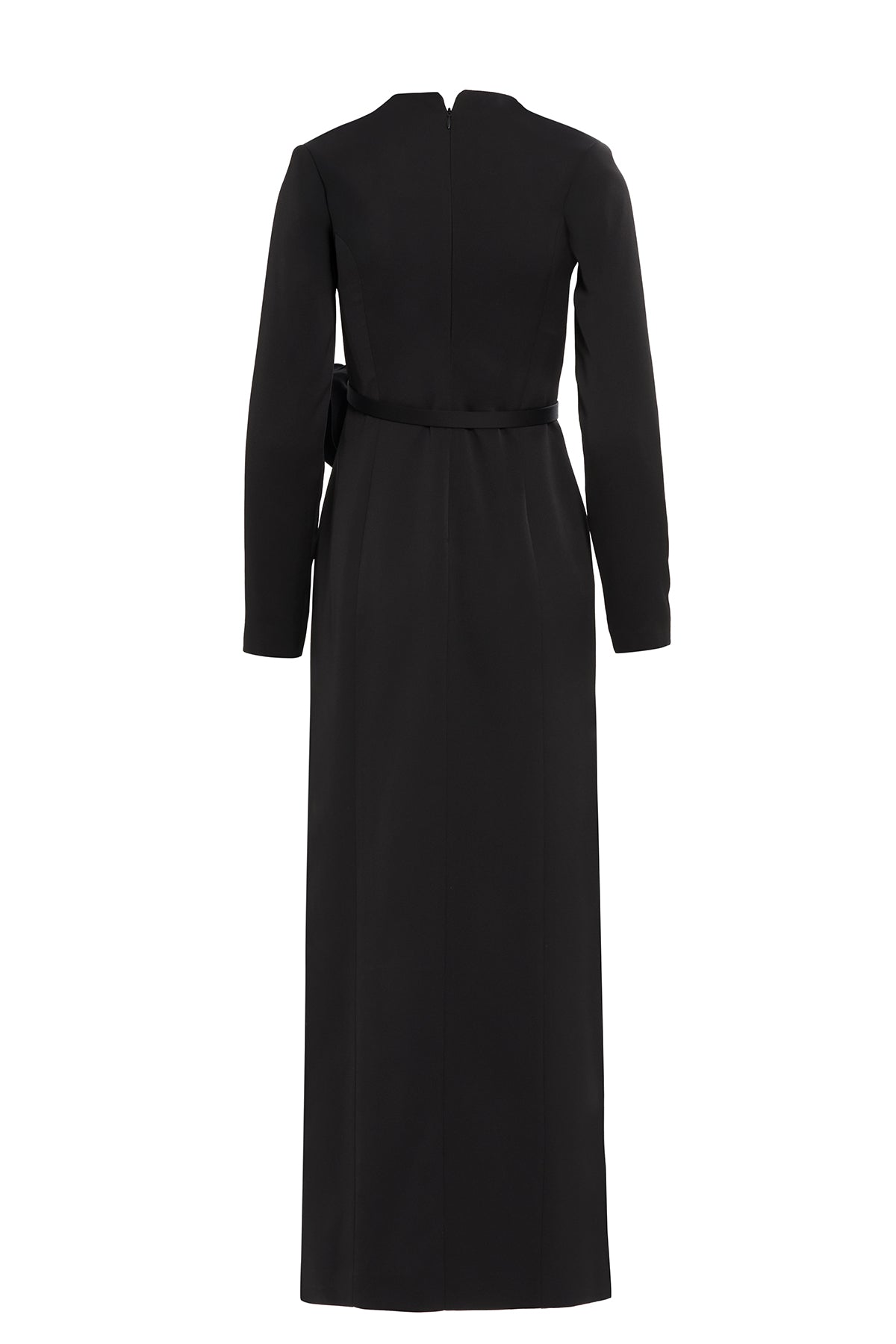 Black Long Dress with Rose Detail