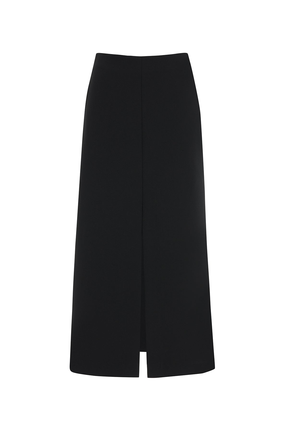Black Pocketed Slit-Detail Midi Skirt